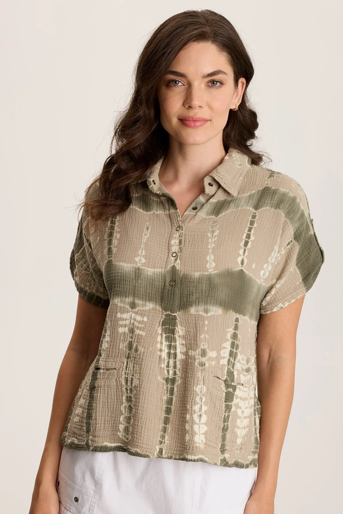 Anders Short Sleeve Collared Top Lightweight Composite