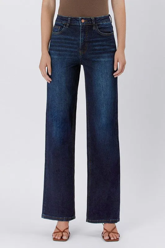 90's Dark Wash High Rise Loose Jeans HighElasticity