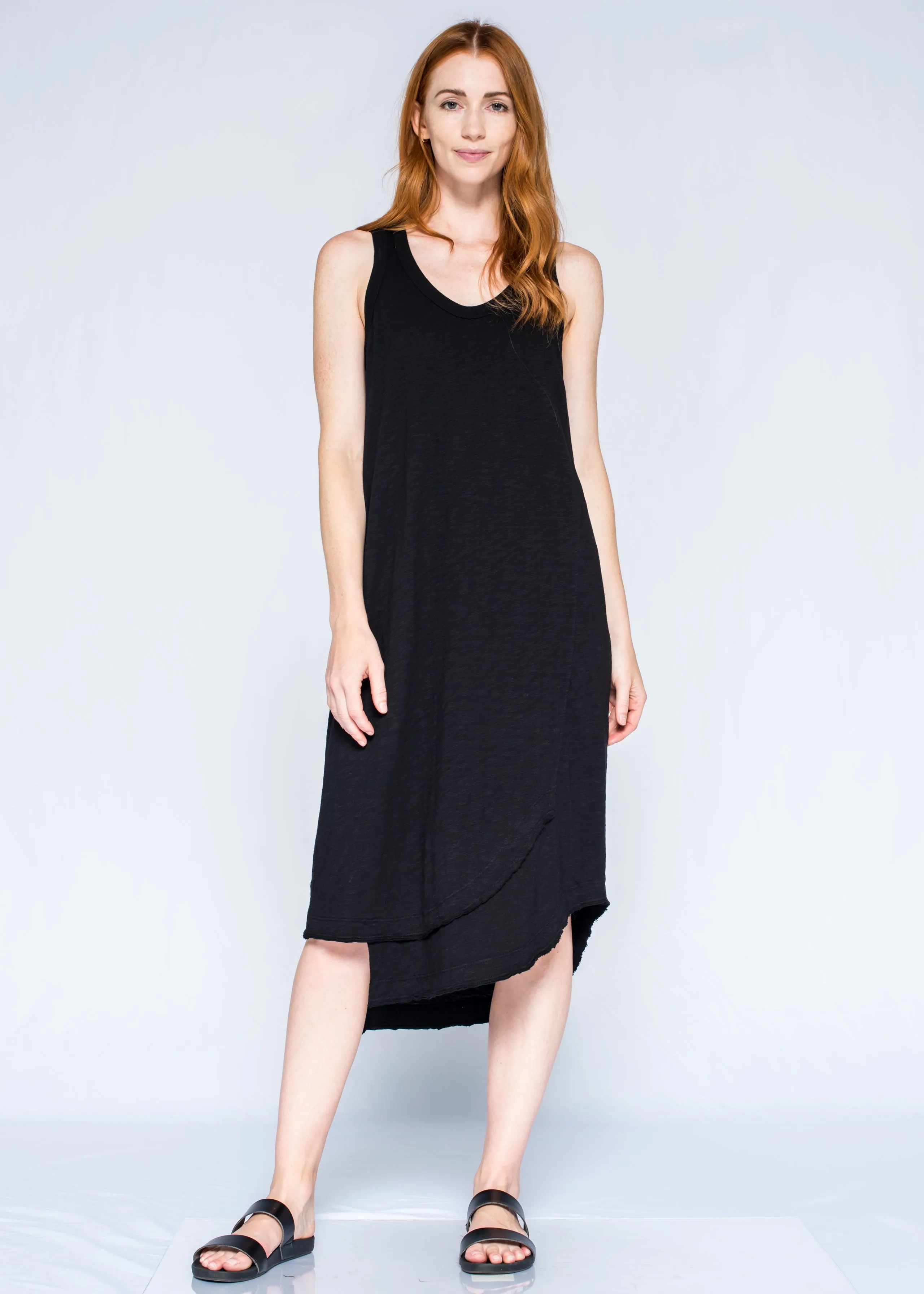 Slim Midcalf Fractured Shirttail Tank Dress HeavyDuty Zipper AdjustableStraps