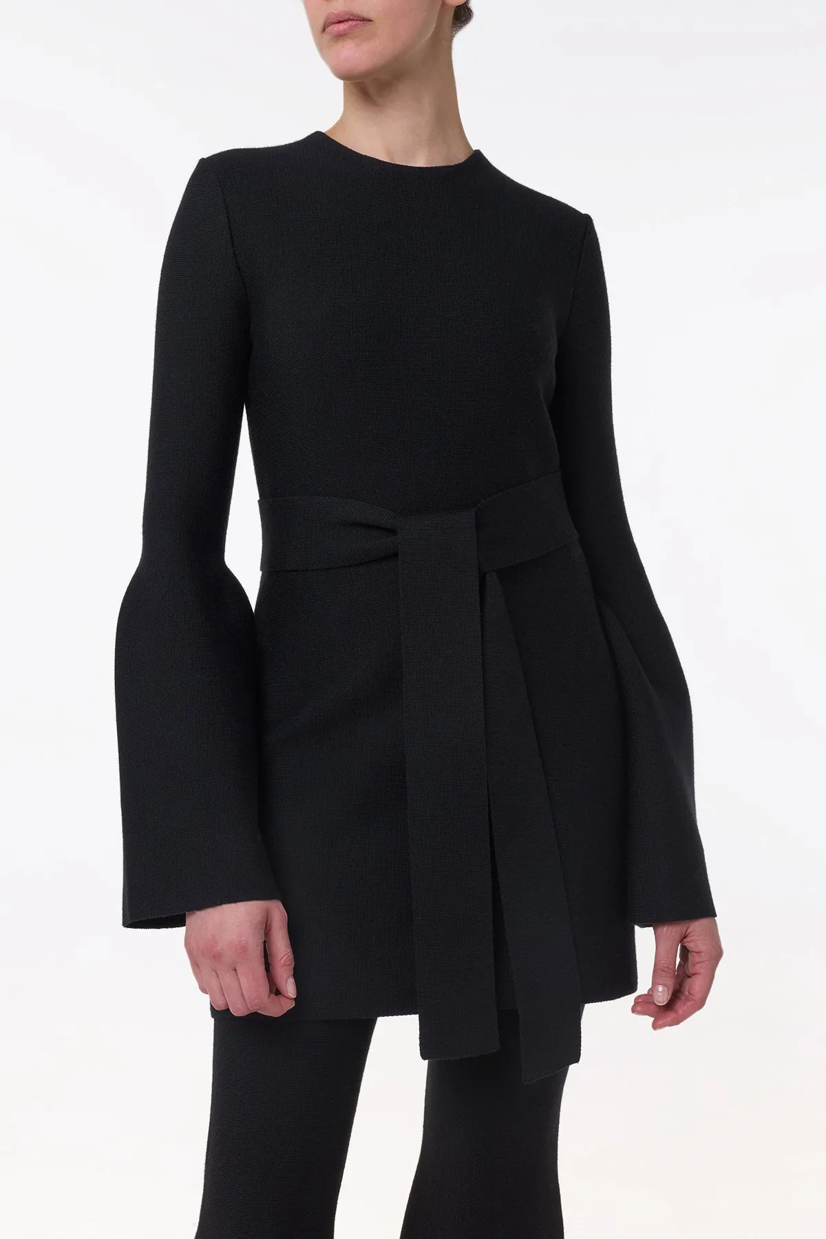 Luxury Mood Tenas Knit Mini Dress in Black Merino Wool Cashmere