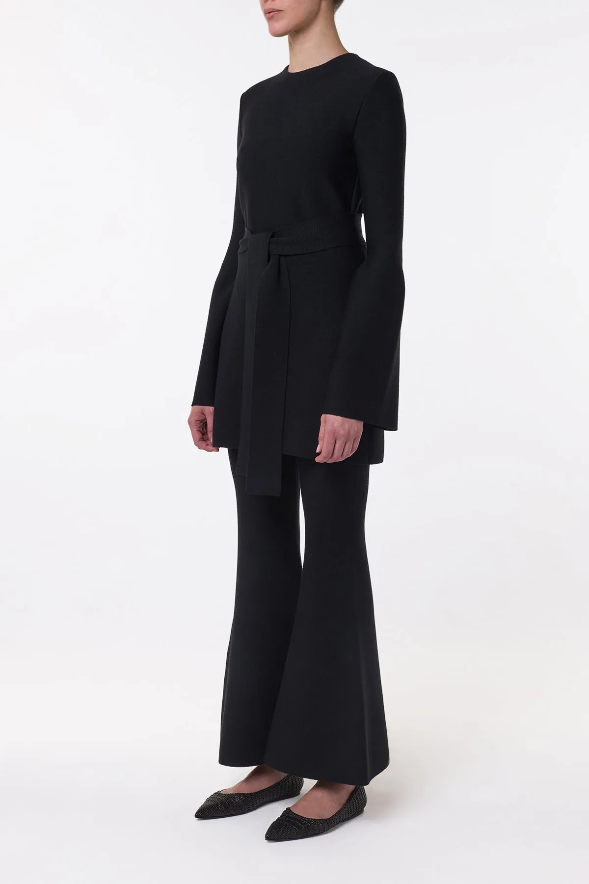 Tenas Knit Mini Dress in Black Merino Wool Cashmere EcoDye Process