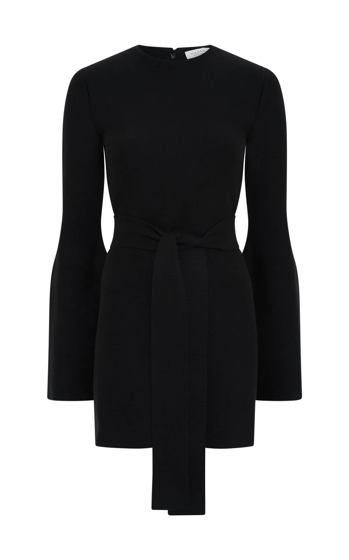 FadeResistant Color DurableCoverstitch Tenas Knit Mini Dress in Black Merino Wool Cashmere