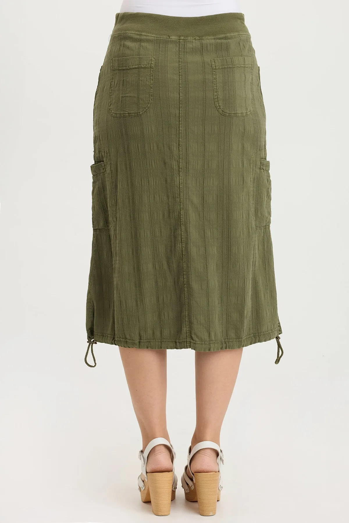 Aracelle Textured Gauze Cargo Bubble Hem Skirt MachineWashable AbrasionResistant Material