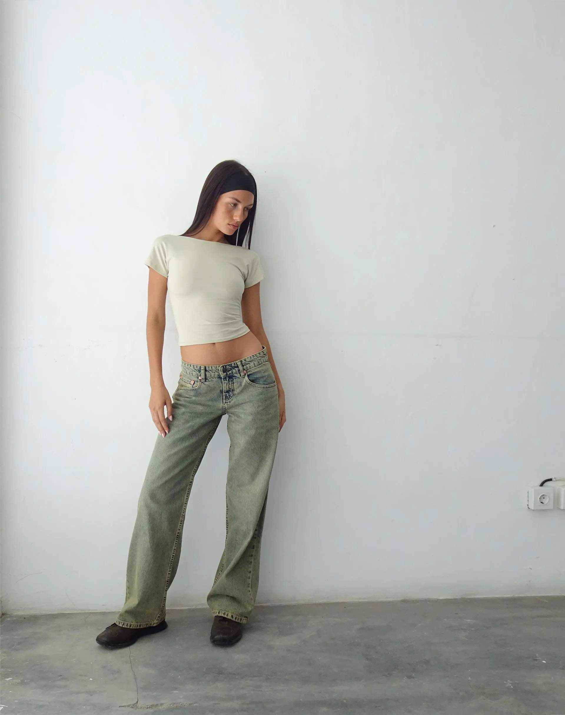 Low Rise Parallel Jeans in Sandy Blue Acid Future Glow