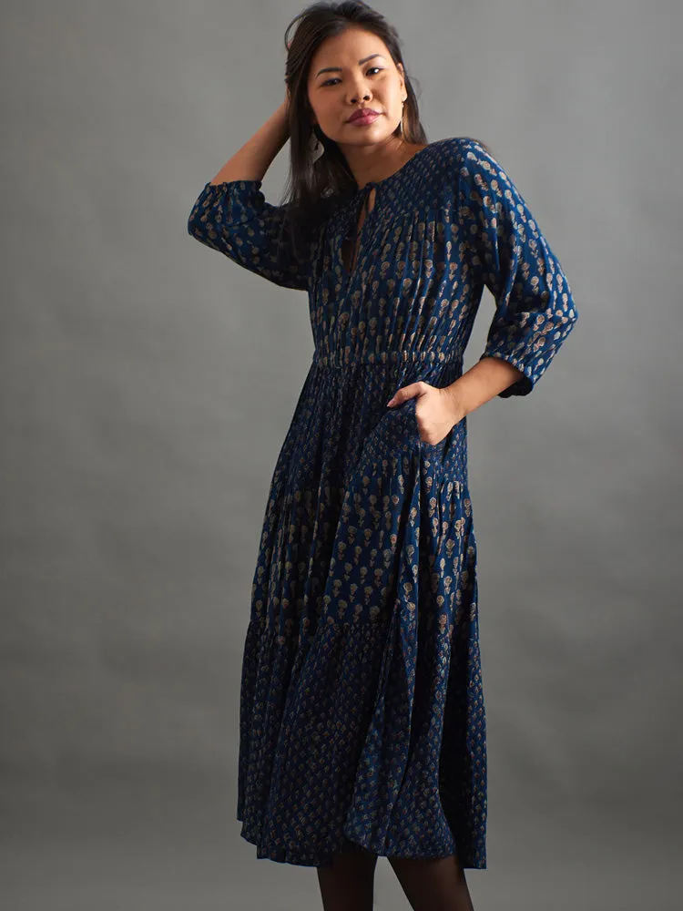 LightweightDesign Adriana Dress - Midnight Floral Mix