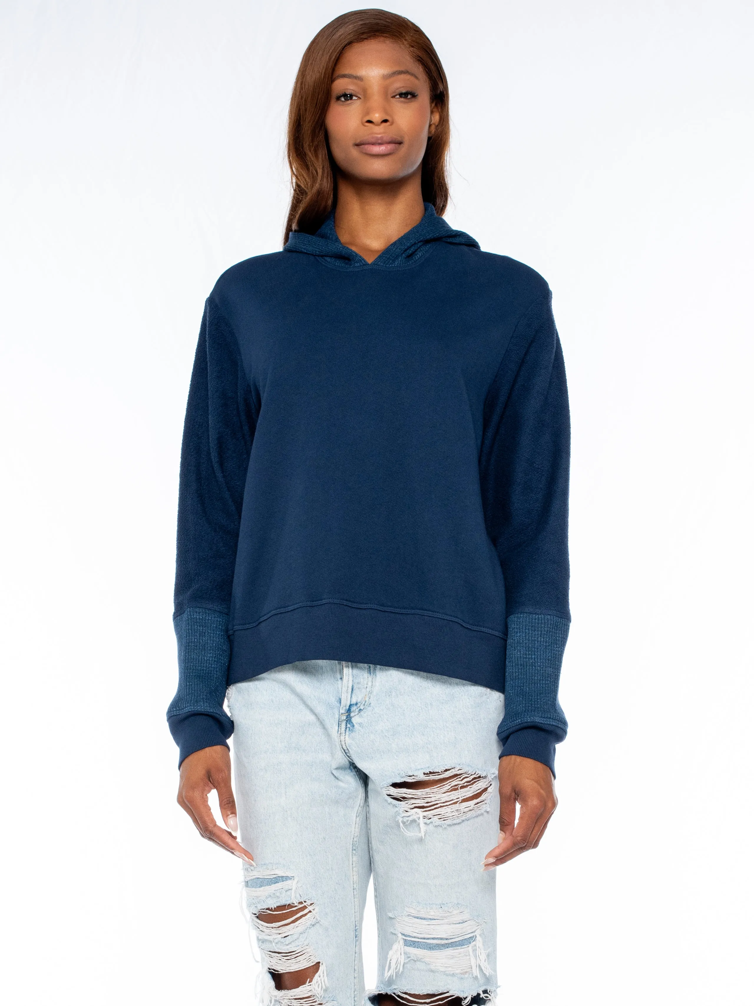 Mixed Hoodie Thermal Sweatshirt SlipResistantWaistband