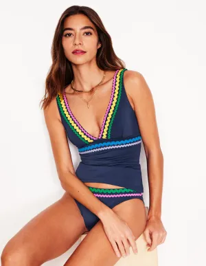Porto Tankini Top-Navy Rik Rak Water Resistant Lining Ergonomic Contour Design