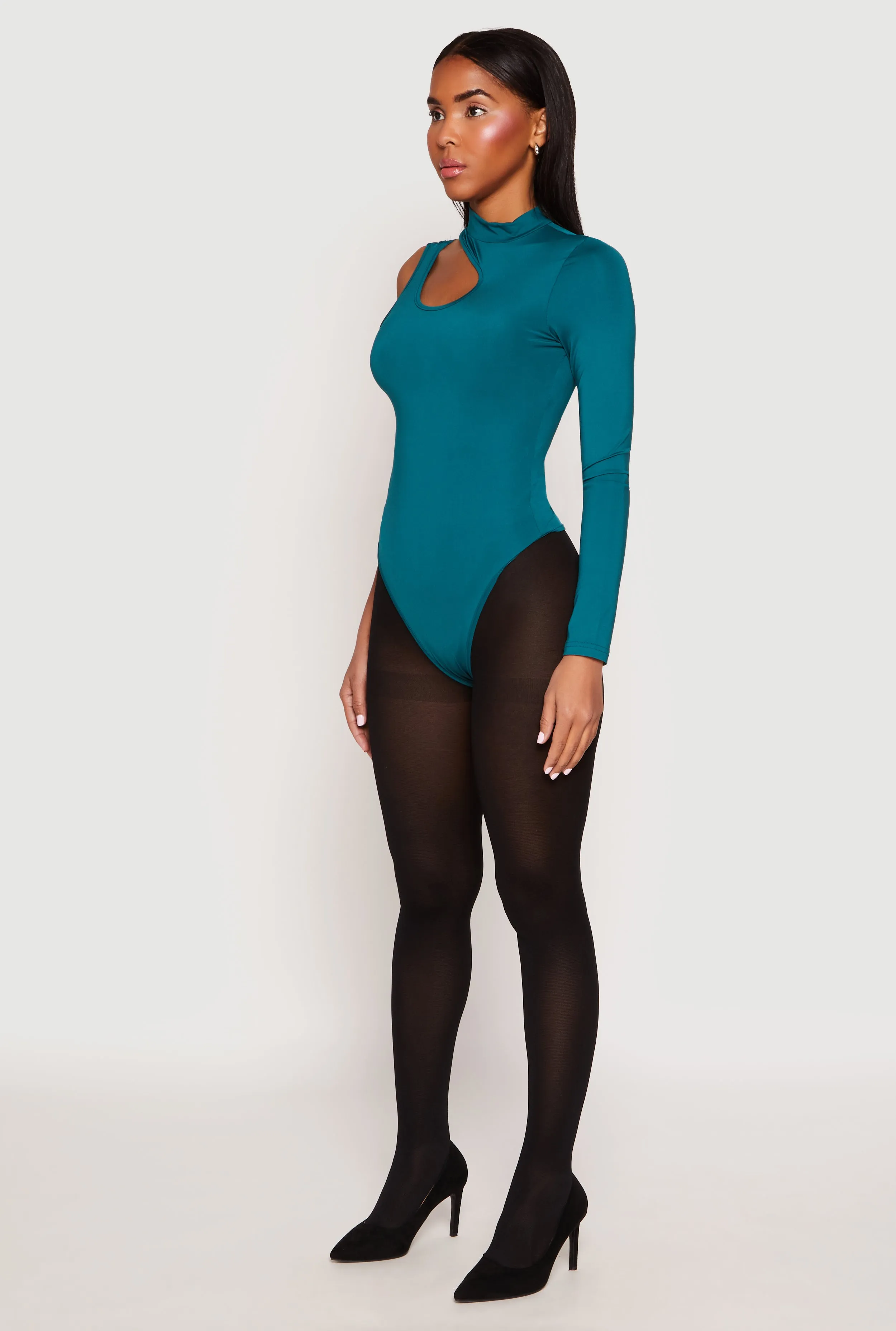 Fancy Minimal Retro Teen Daisy Keyhole One Shoulder Bodysuit