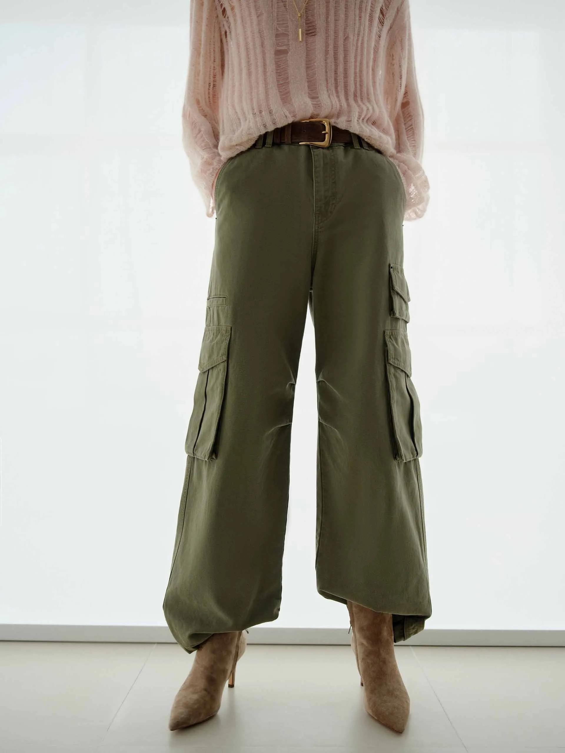 Cargo Style Straight Jeans Street Fashion Casual Winter Warmth