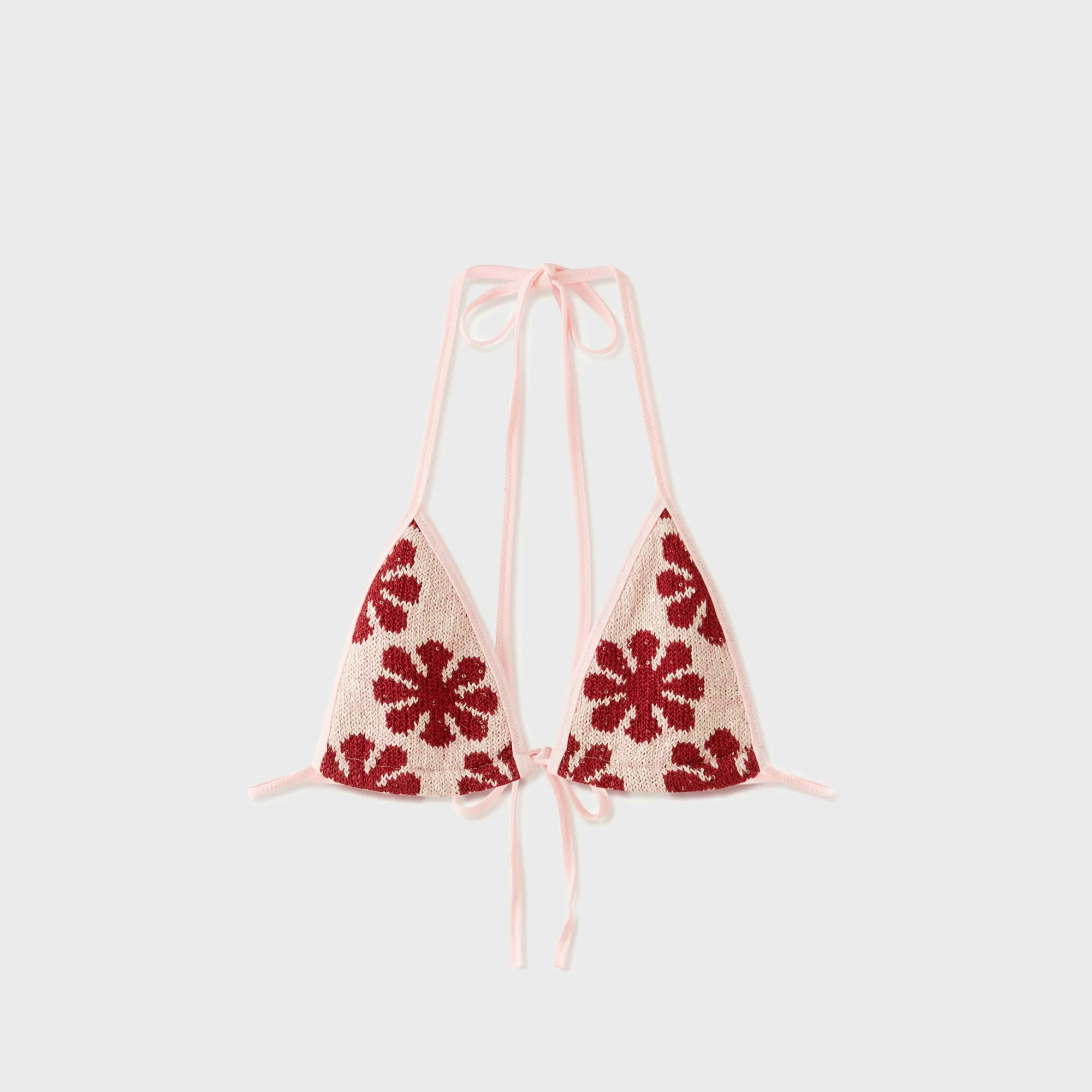 Asta Resort Lio Jacquard Bikini Top - Pink Delilah Hypoallergenic Lining Mesh Ventilation Panels