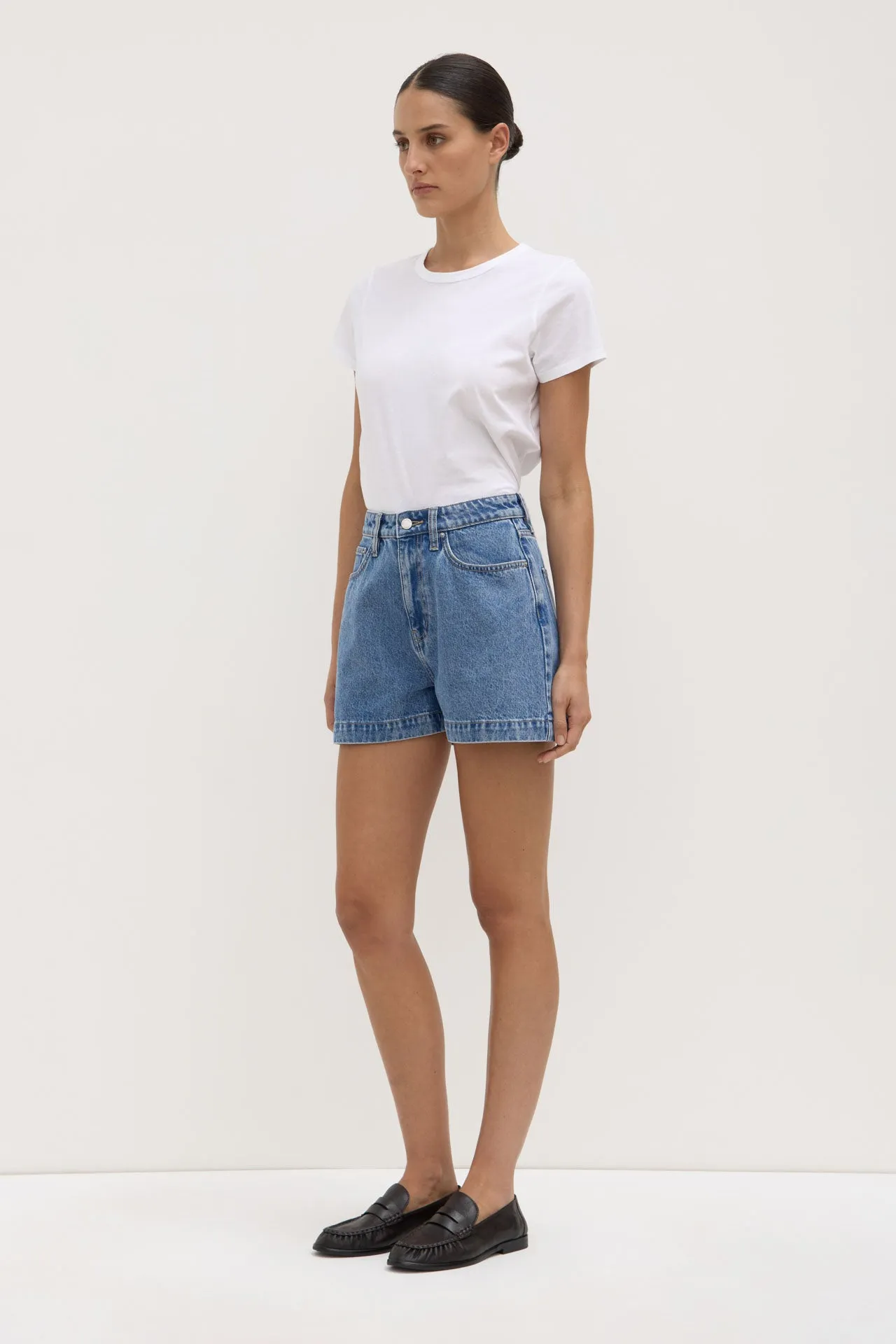 Boxy Denim Short Belt loops