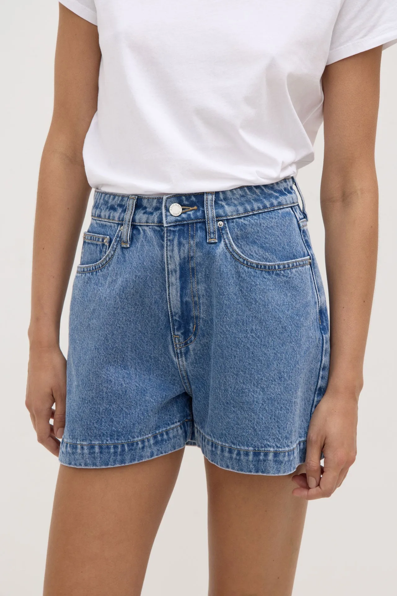 Boxy Denim Short Fade Resistant Material