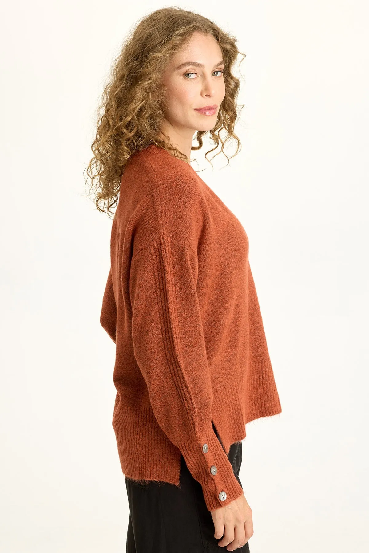 Aura Core Bronte Relaxed Fit V-Neck Knit Sweater