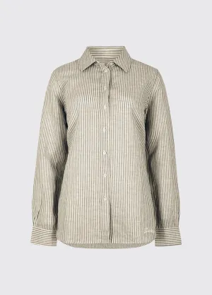 Butterfly Women??s long sleeve linen shirt- khaki Harbor Style