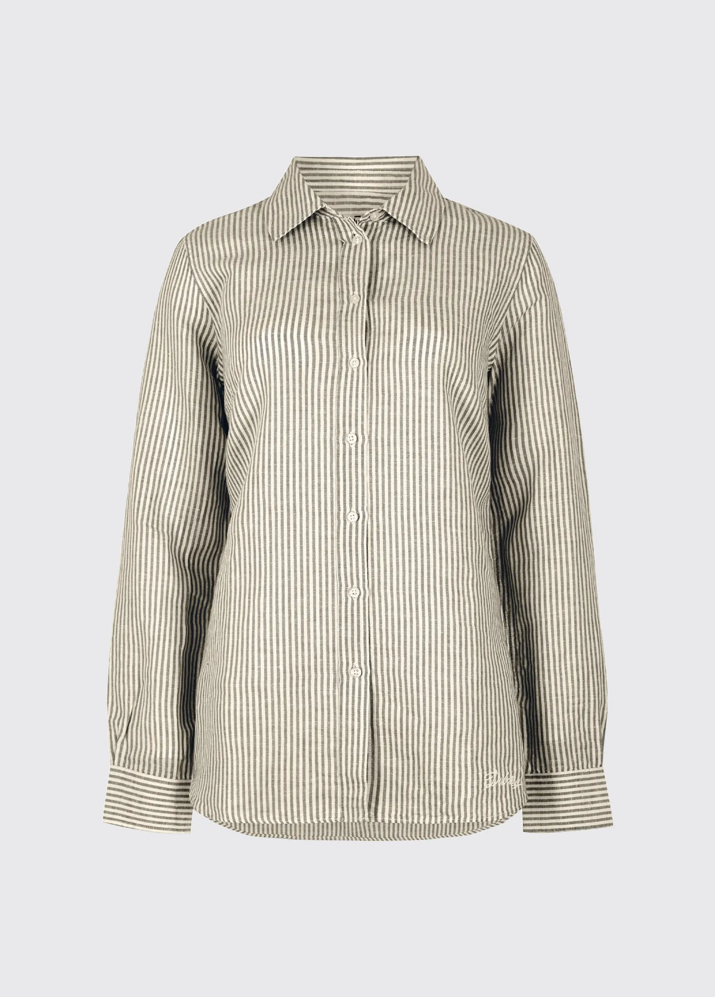 Butterfly Women??s long sleeve linen shirt- khaki Model Edge Star Light