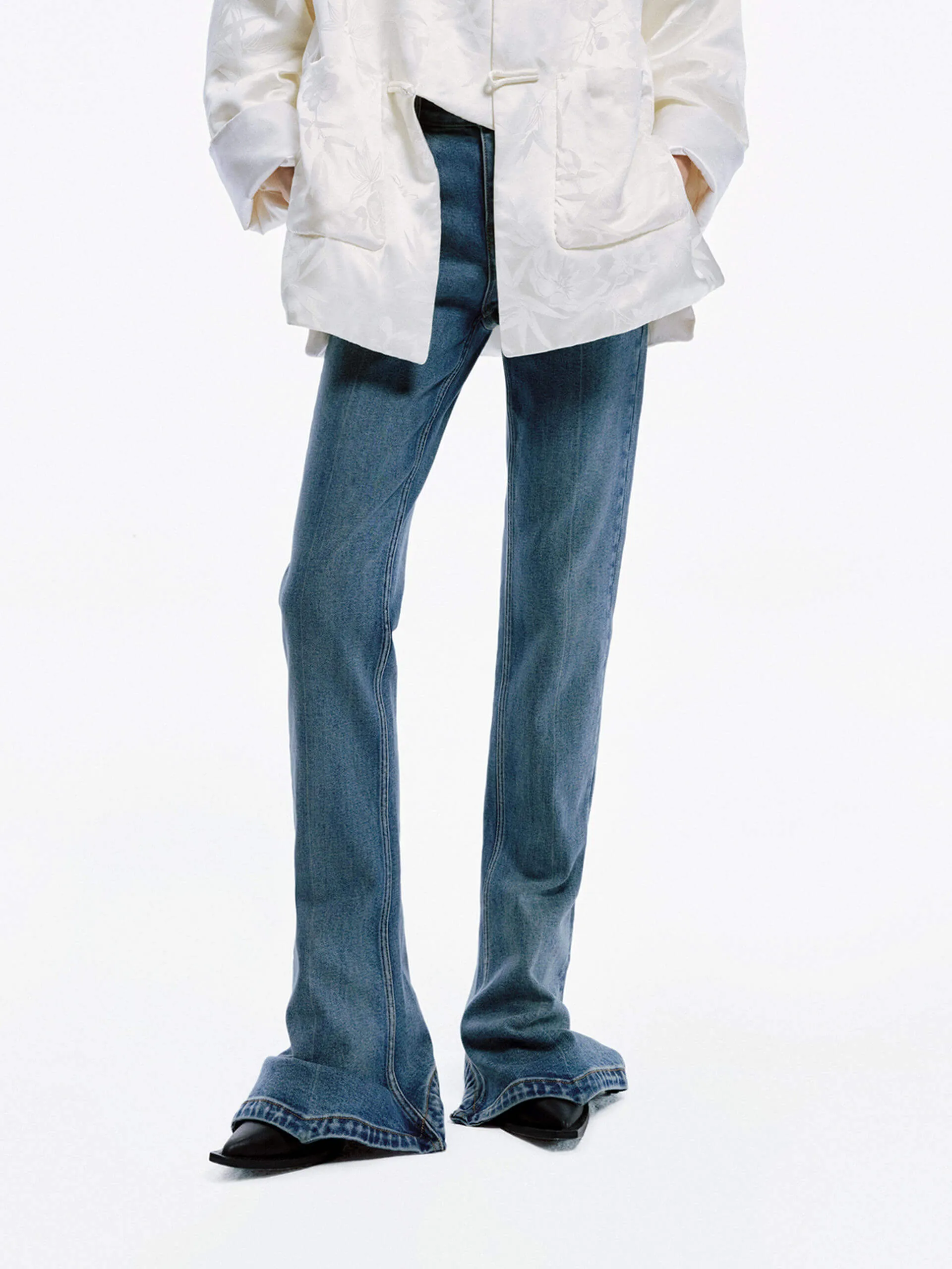 Pointed Hem Flared Jeans Casual Street