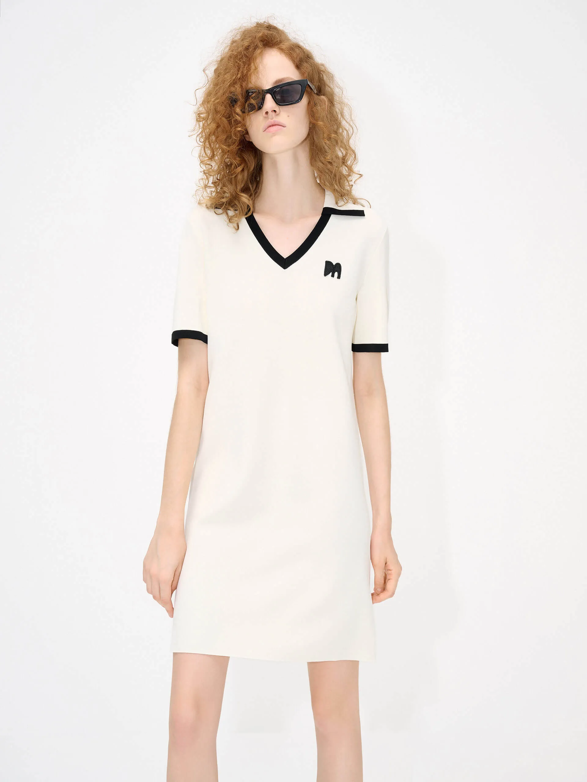 Polo Collar Contrast Dress fade resistant color Flattering Fit