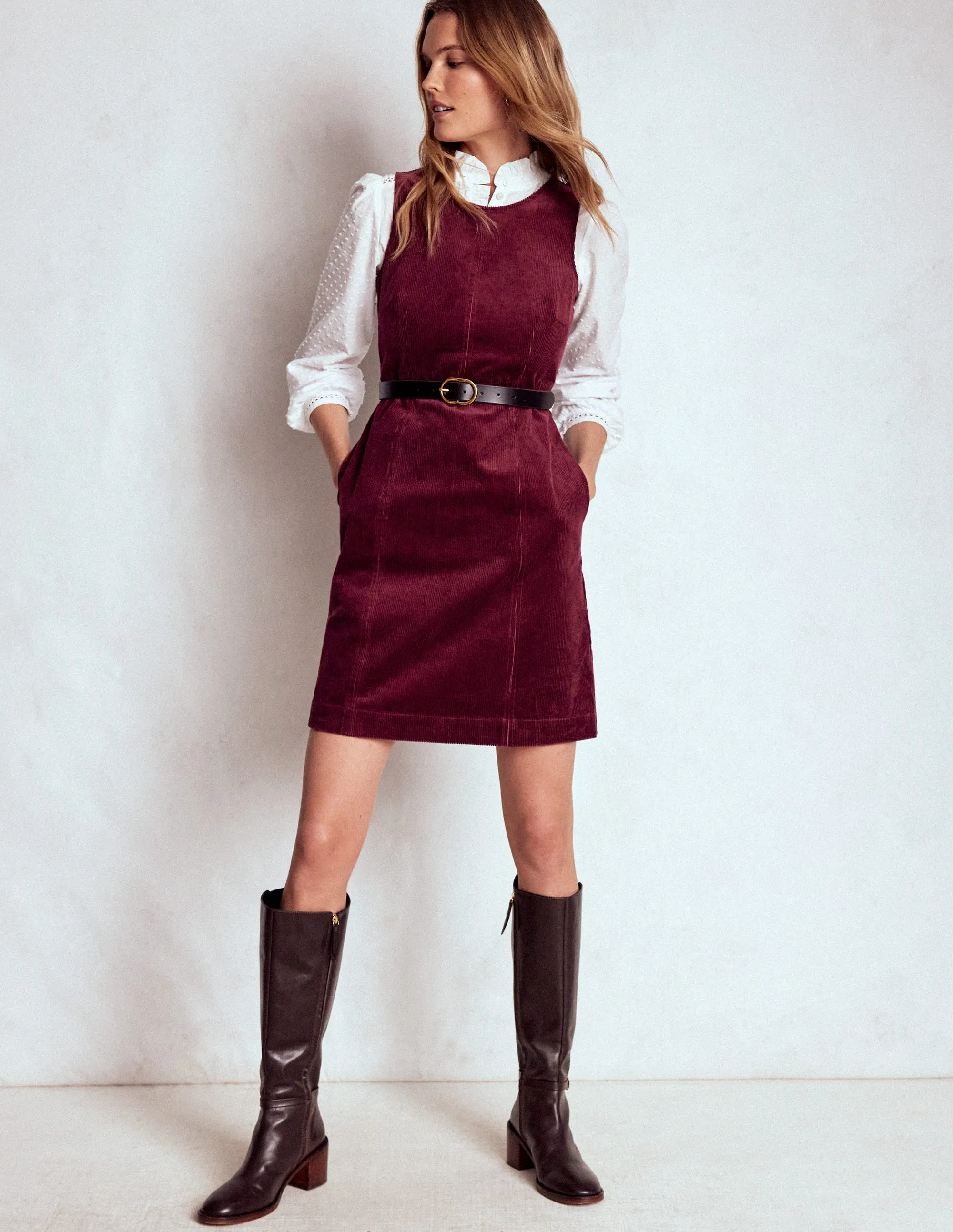 Invisible Zipper Closure quick dry Annie Cord Shift Dress-Deep Wisteria