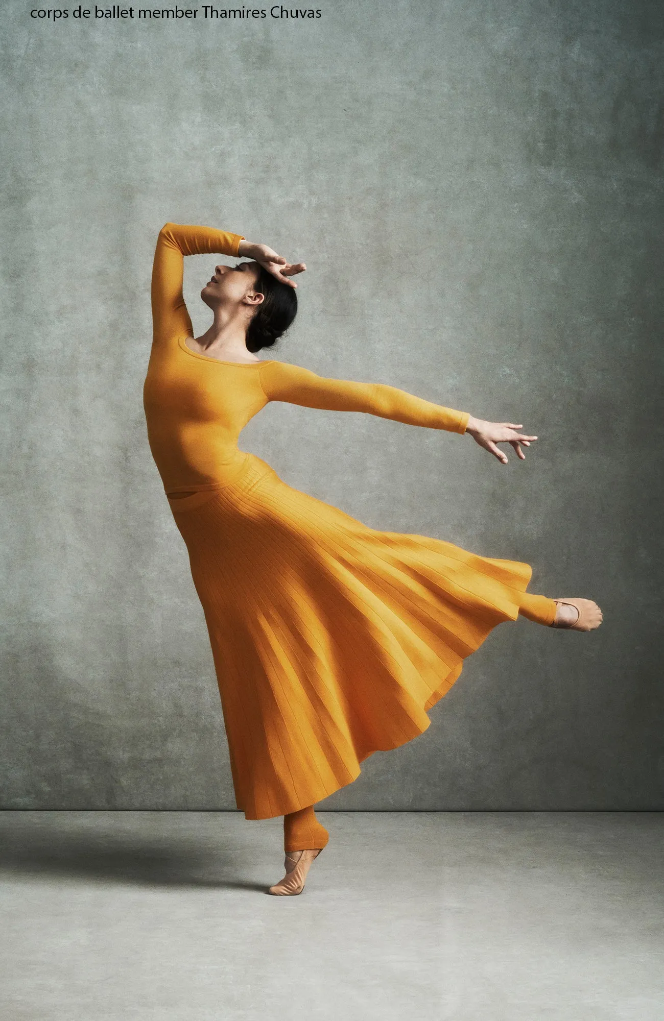 Aurora Knit Maxi Skirt in Yellow Merino Wool Smooth Finish Hand Painted