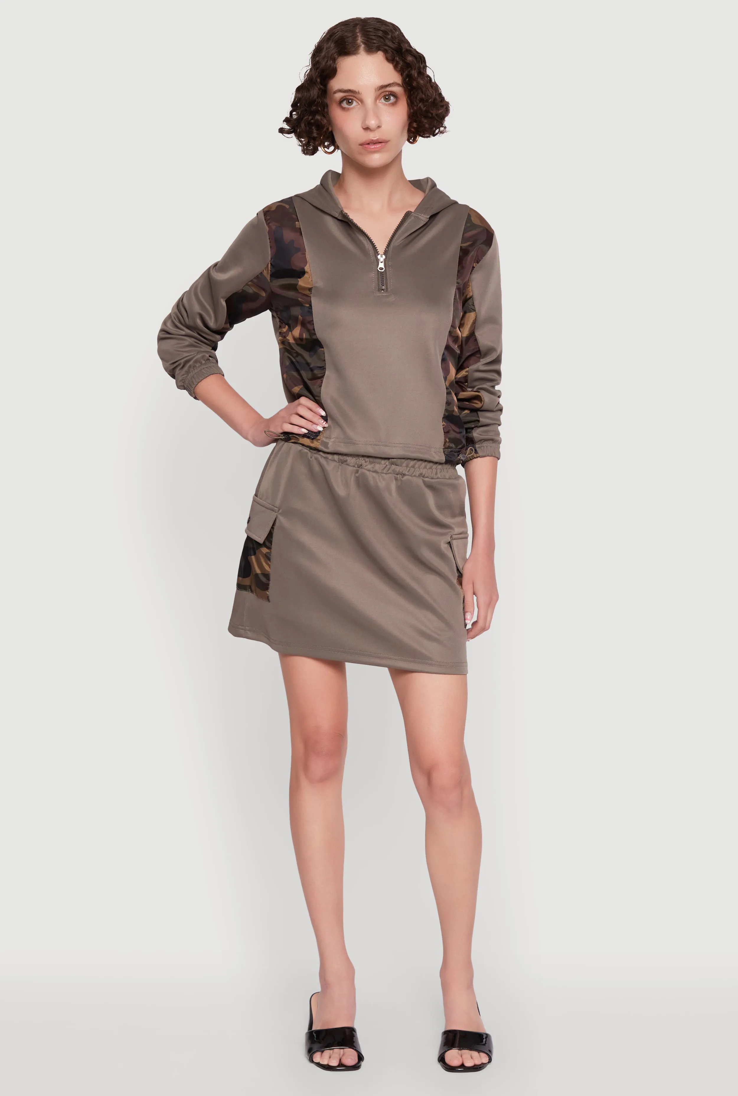 Trendy Drawstring Waist Cargo Skirt Everyday Comfort Quick Fit