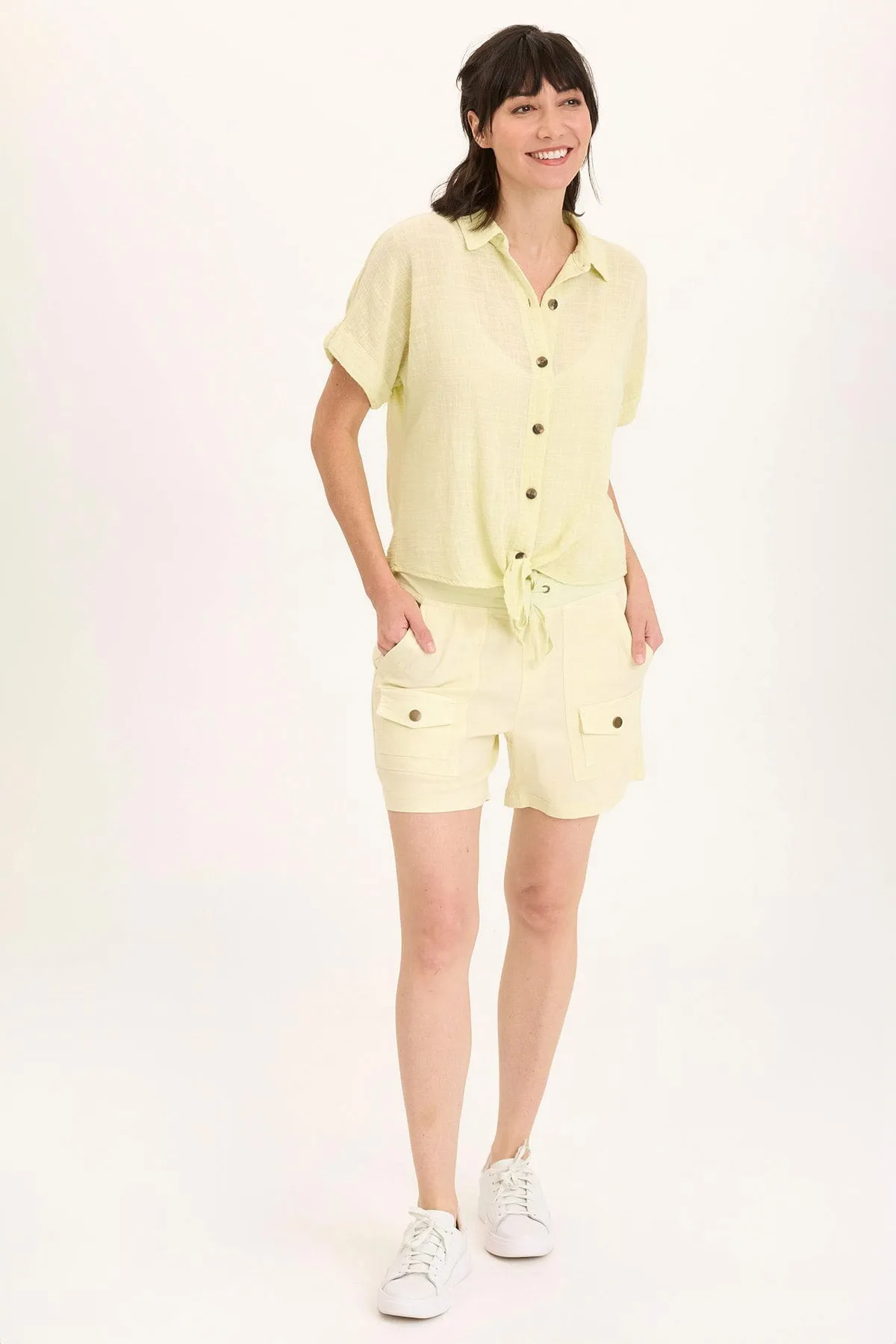 Lightweight insulation Teagan Gauze Tie-Up Top