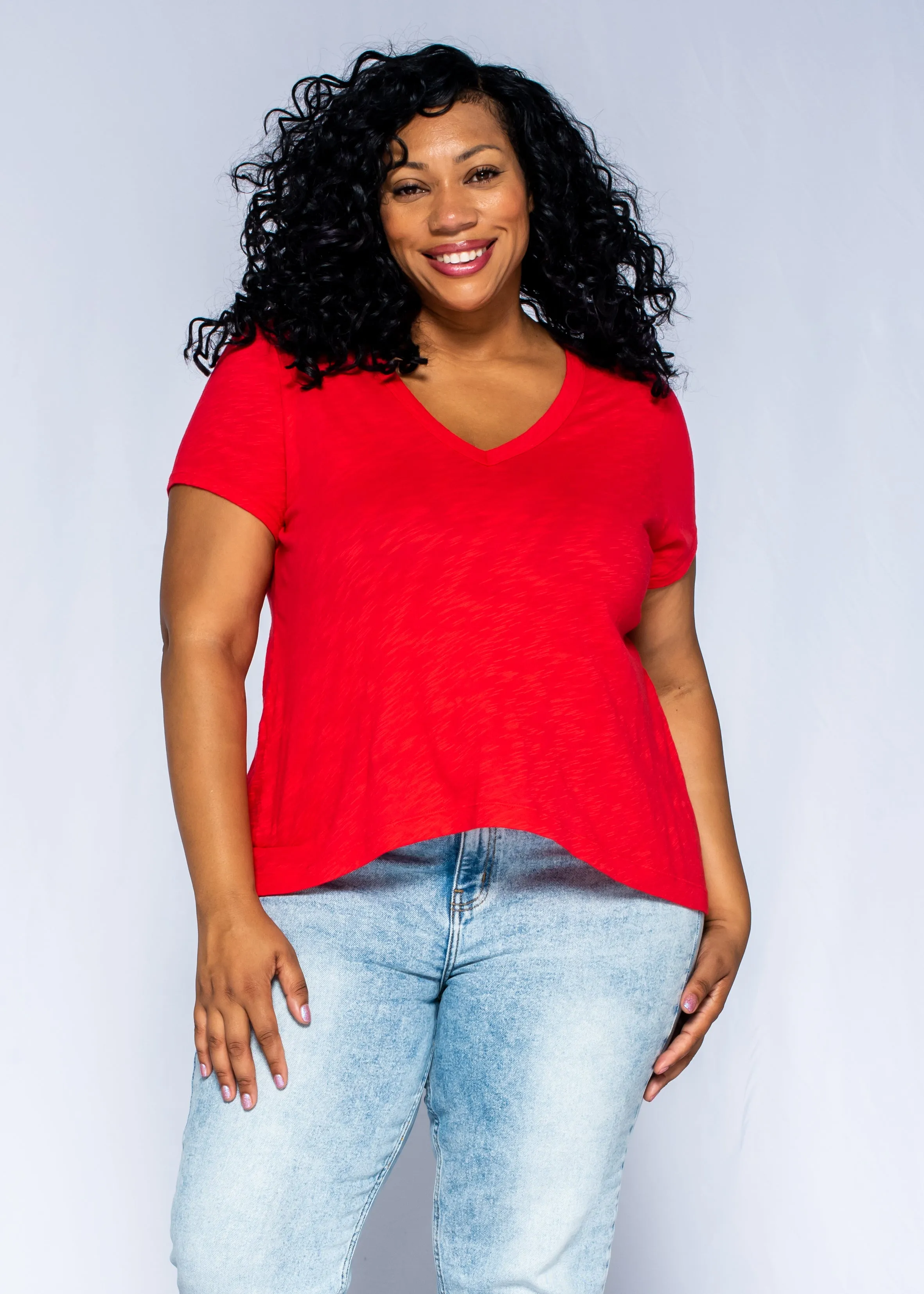 Deep V-Neck Boyfriend Short Sleeve Design Glow MultiPanelDesign