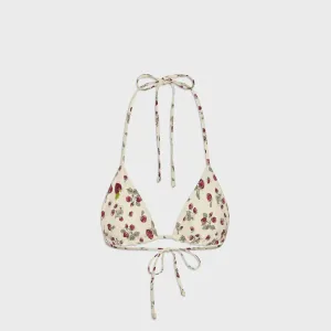 Roll Resistant Edges Frankies Bikinis Nick Beaded Top - Strawberry Field Print