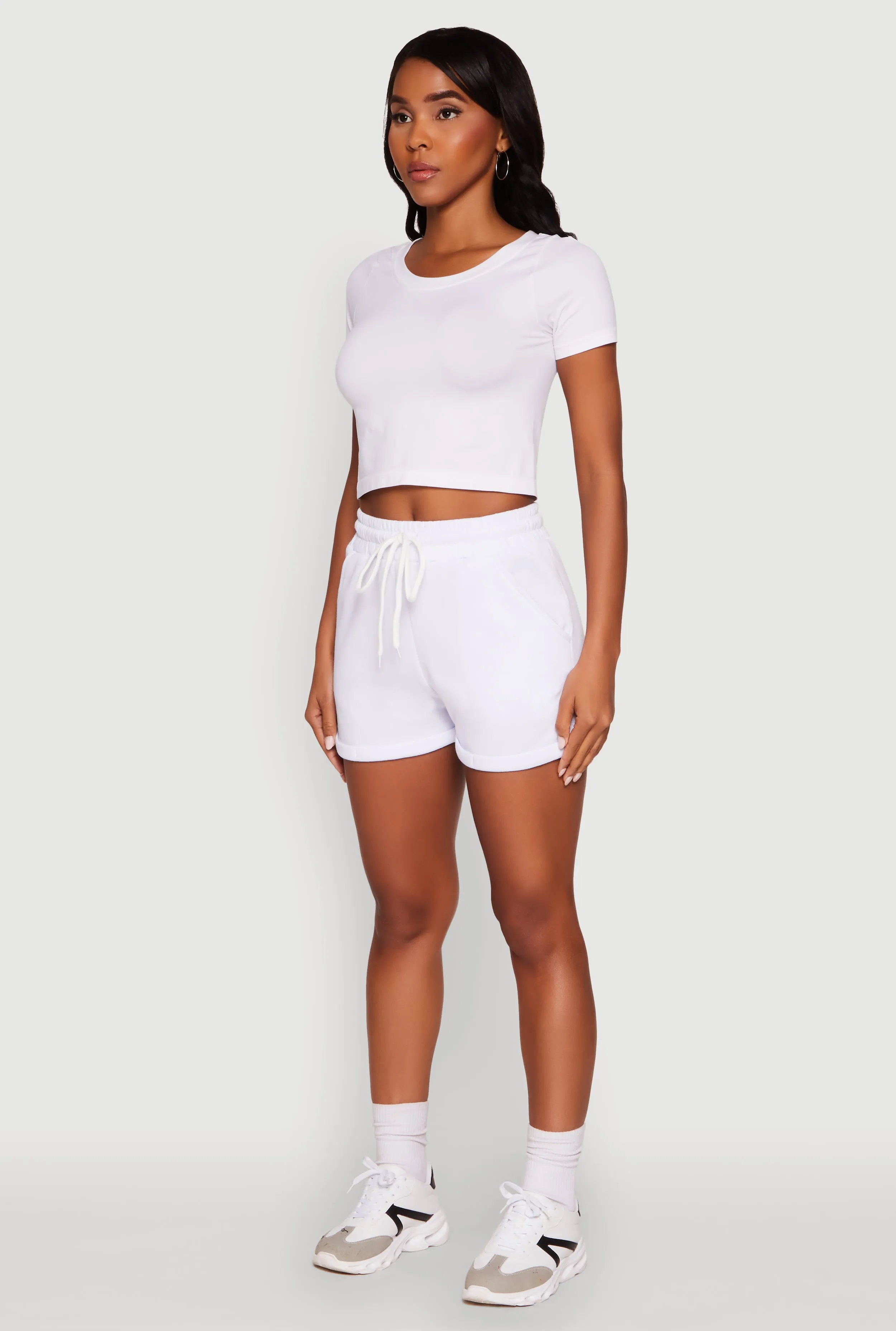 Move Easy Chic Drawstring High Waisted Sweatshorts with Fixed Cuffs