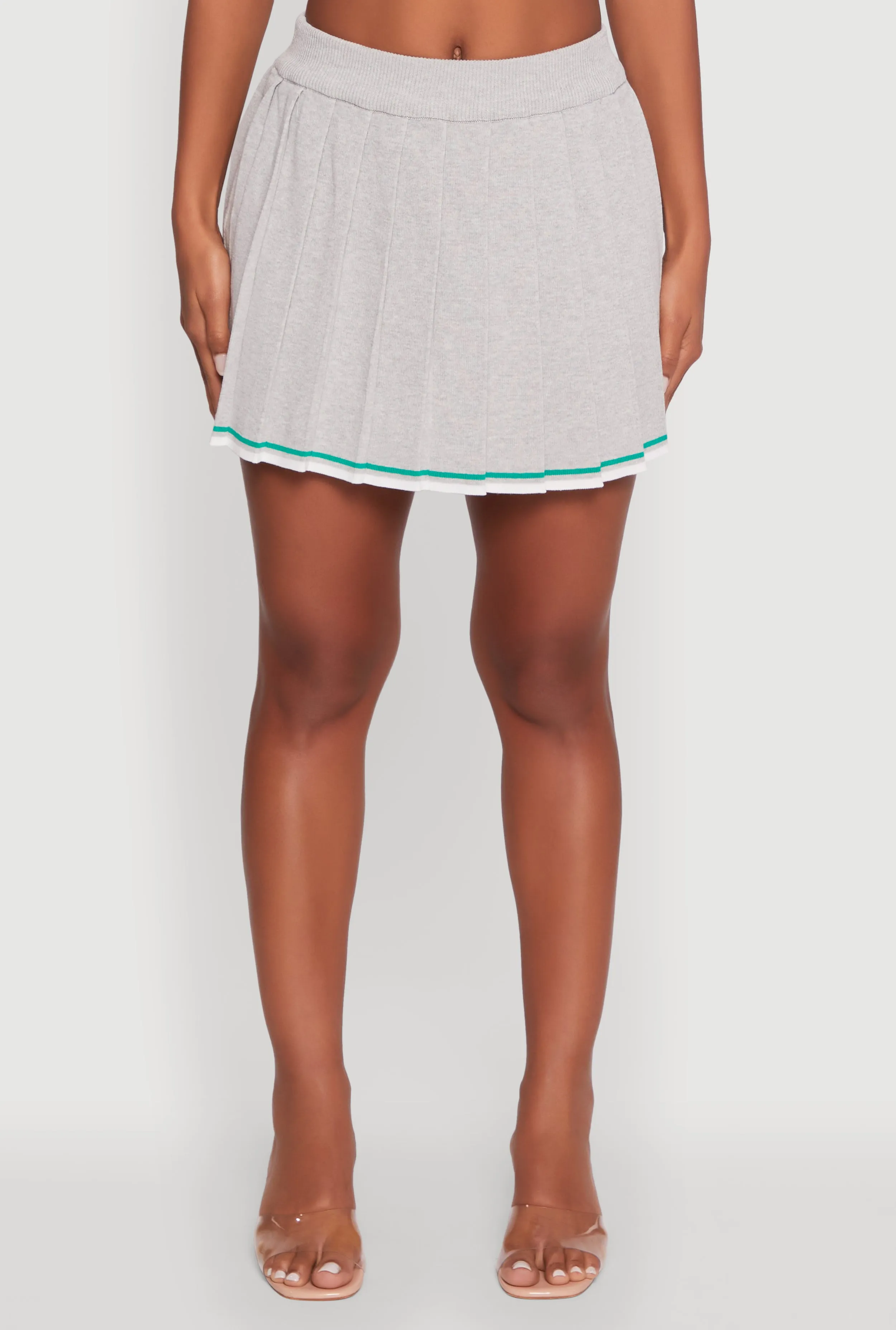 Daisy Contrast Trim Mini Pleated Tennis Skirt Street Style Business Meeting