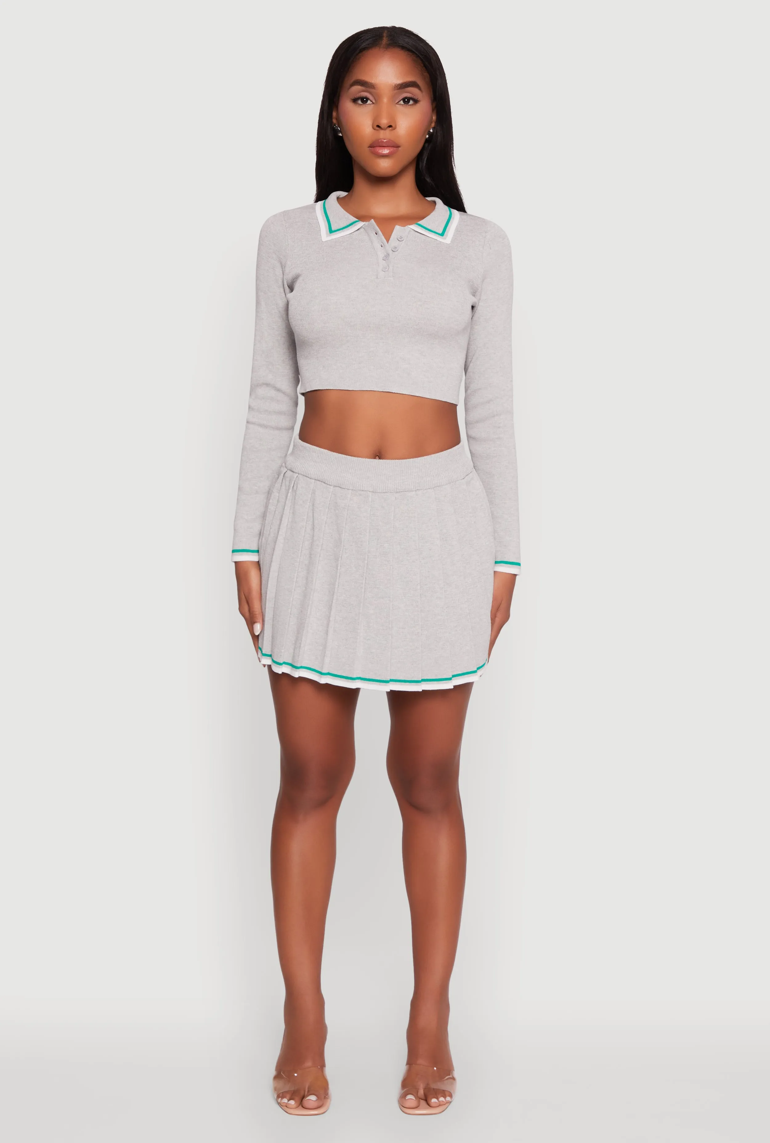 Daytime Look Daisy Contrast Trim Mini Pleated Tennis Skirt