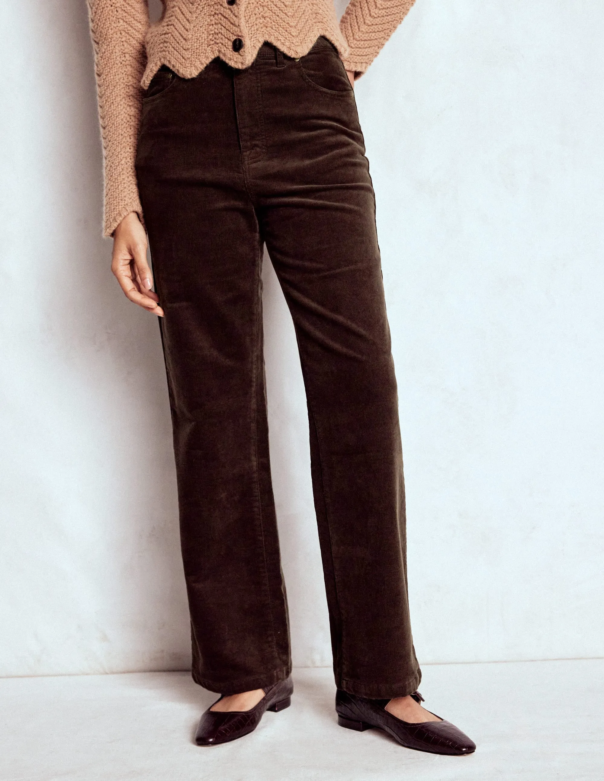 5-Pocket Cord Column Jeans-Espresso Street Vibe Work Friendly