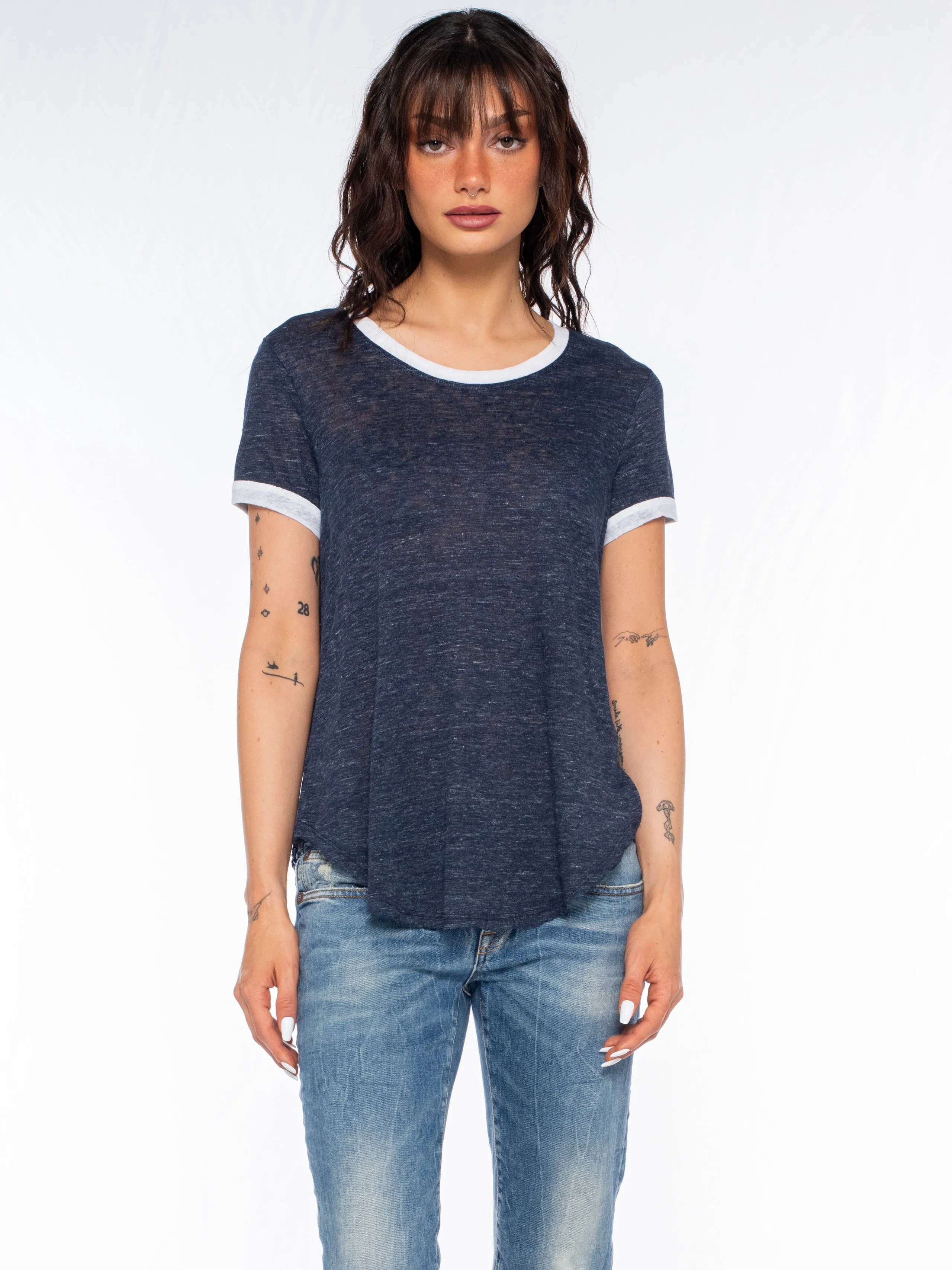 LowMaintenance Material Linen S/S Ringer Shirttail