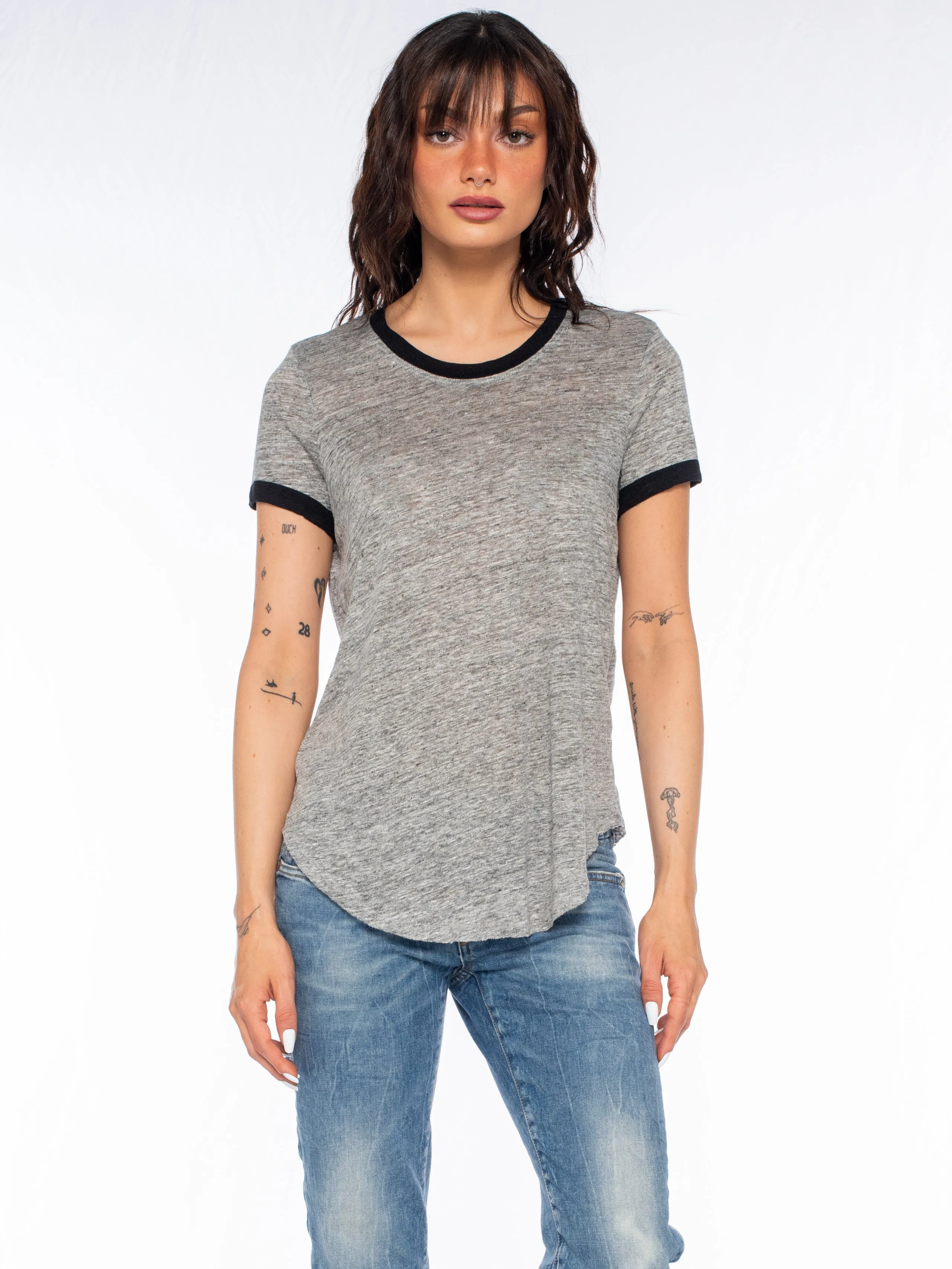 Fairy Core TaglessCollar Linen S/S Ringer Shirttail