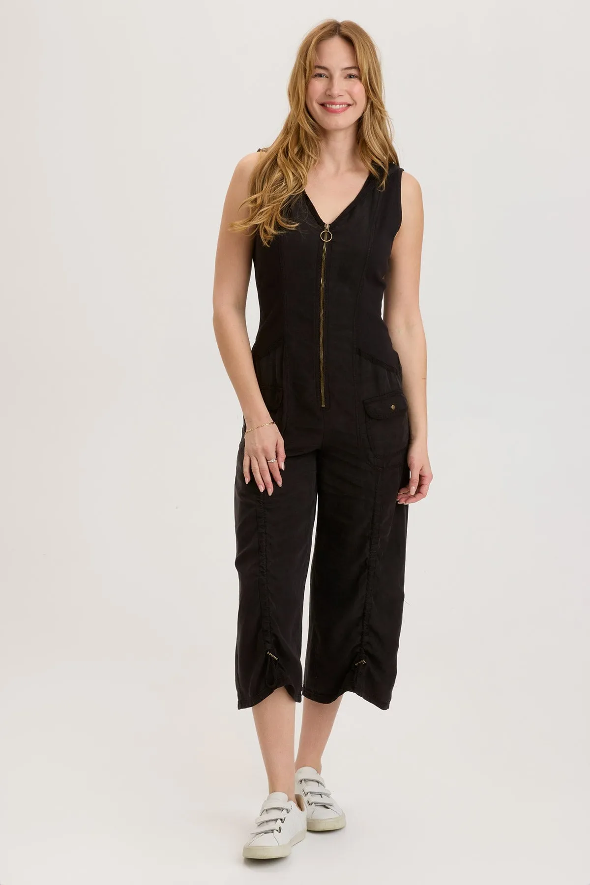 Stretchable Waistband Hewitt Hooded Jumpsuit