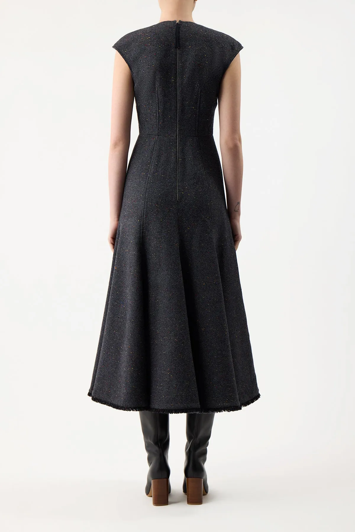 Vacation Mood Smart Glow Crowther Dress in Slate Multi Cashmere Virgin Wool