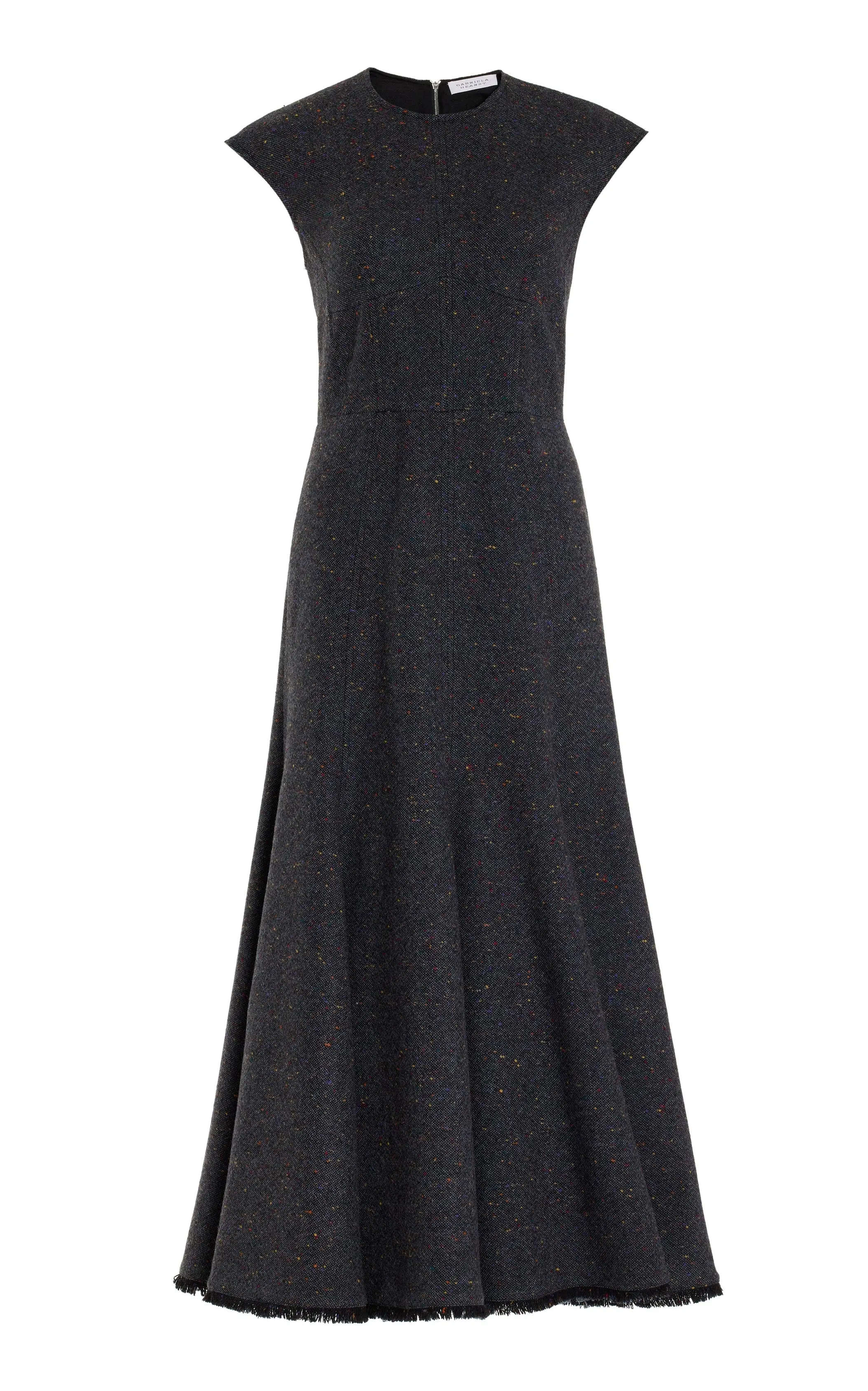 MultiPanelCut Crowther Dress in Slate Multi Cashmere Virgin Wool