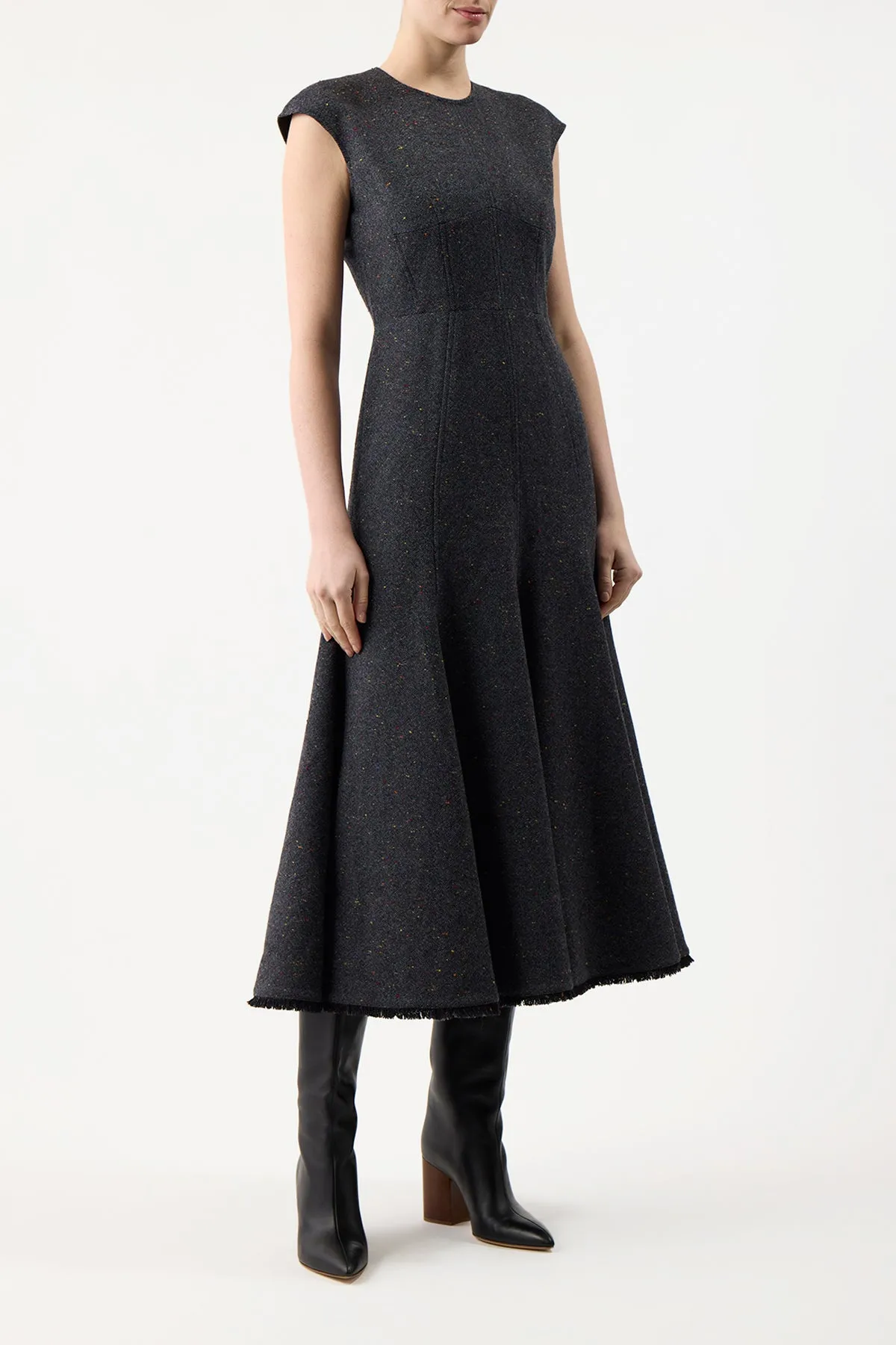 Crowther Dress in Slate Multi Cashmere Virgin Wool Wonder Fit Spark Soul