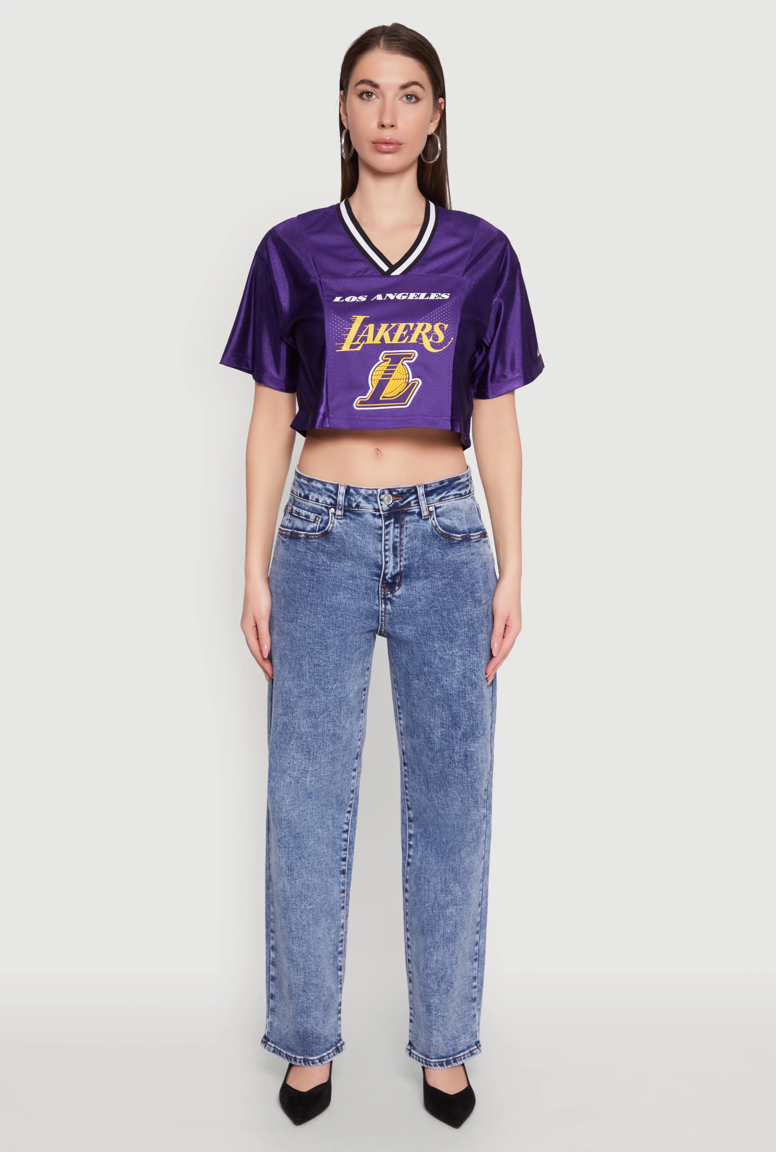NBA Los Angeles Lakers Cropped Jersey Taped Neckline Minimal Fashion
