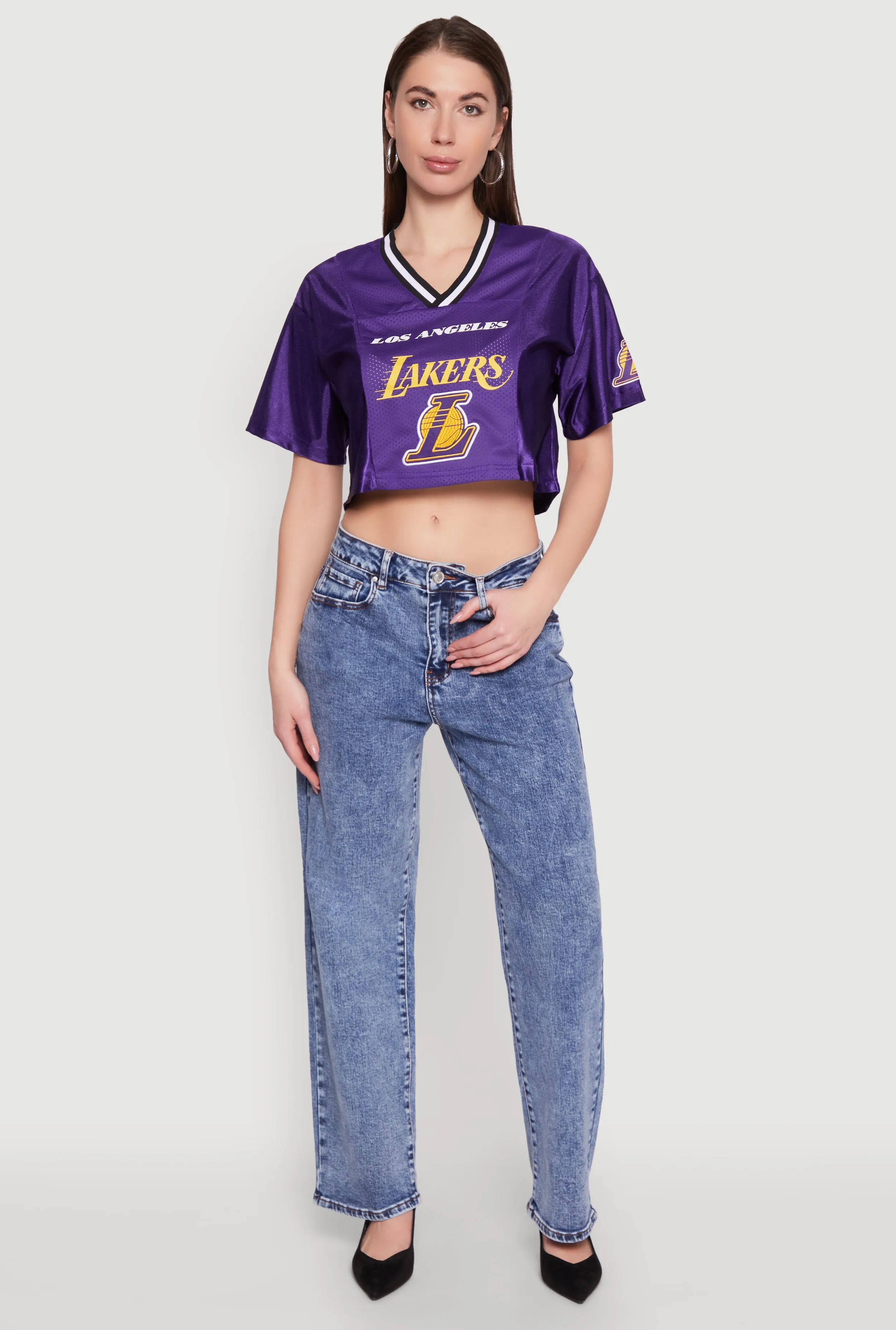 NBA Los Angeles Lakers Cropped Jersey Modern Style Trend UPF Rated Fabric