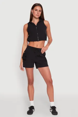 Drawstring Waist Cargo Pocket Shorts Flex Fit Design