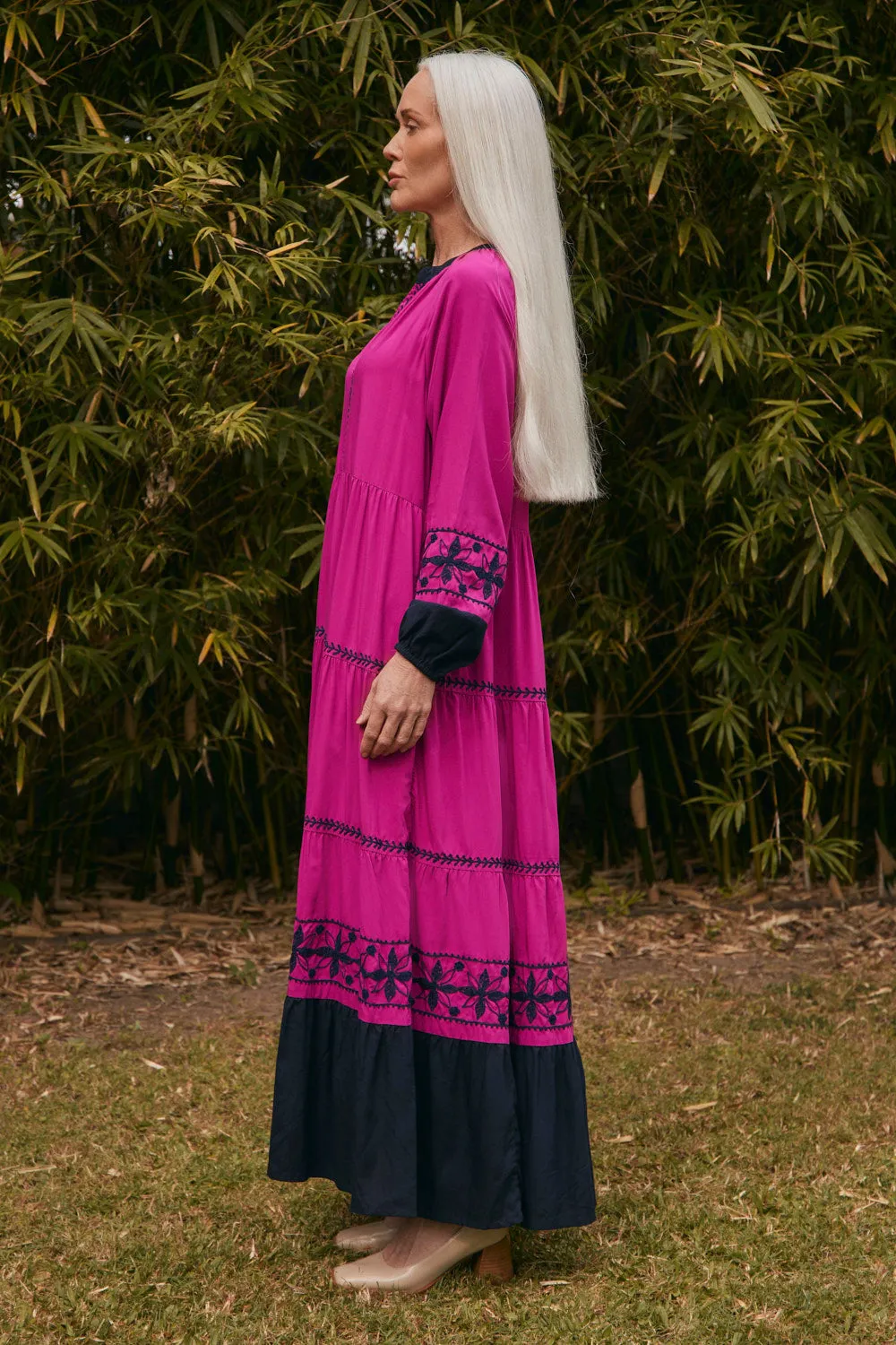 Savannah Embroidered Dress in Berry Dawn Calm City Air