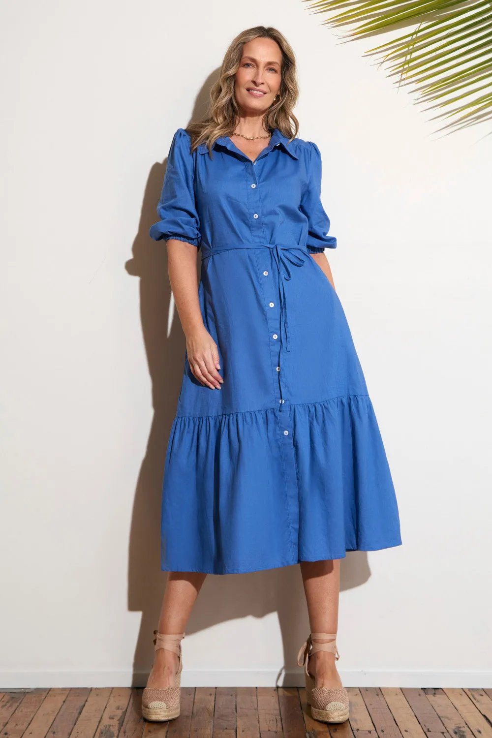 Playful floral print gown Flower Path Kenny Collared Maxi Dress in Yale Blue