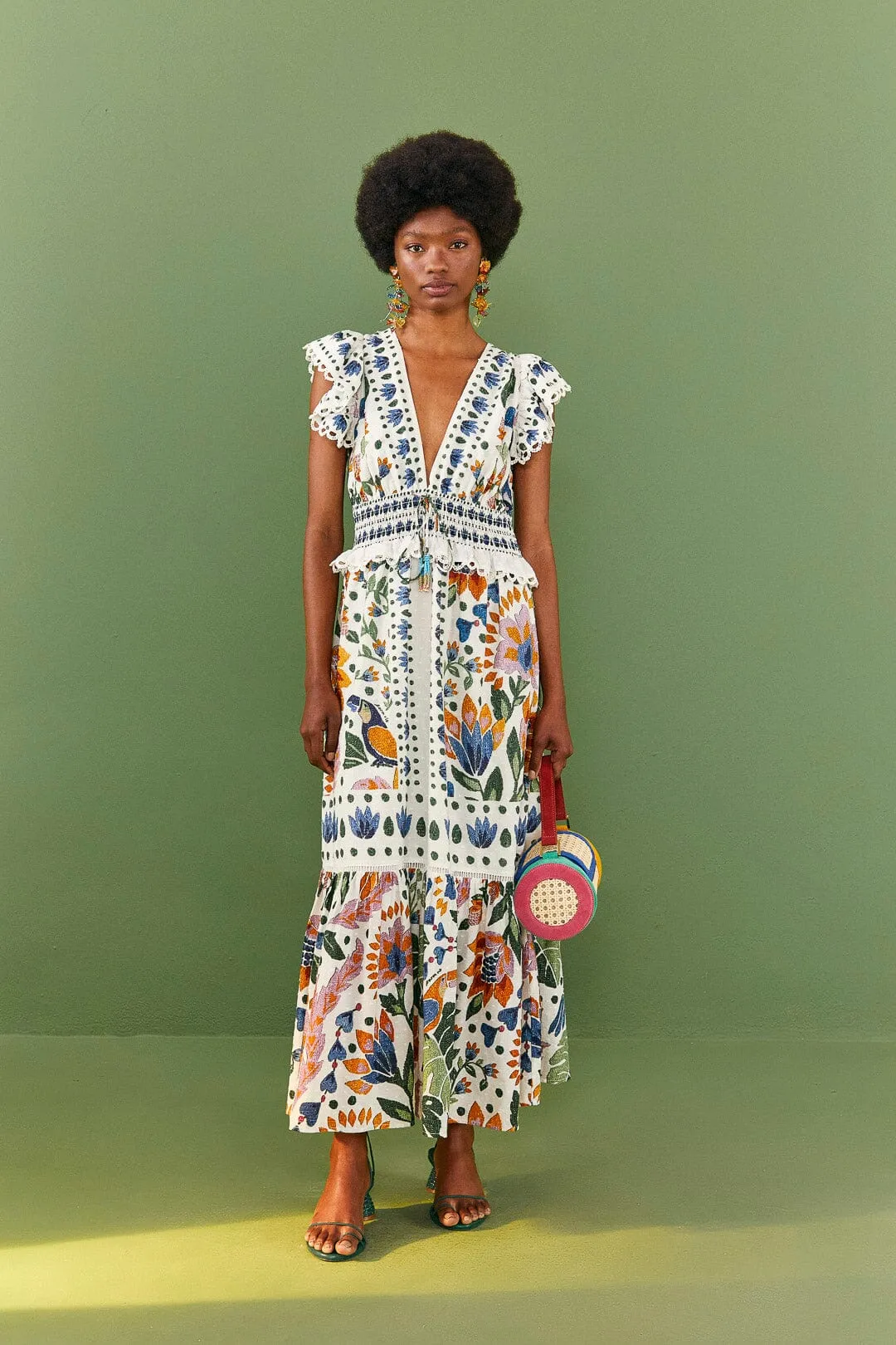 White Summer Garden Maxi Dress Bead Work