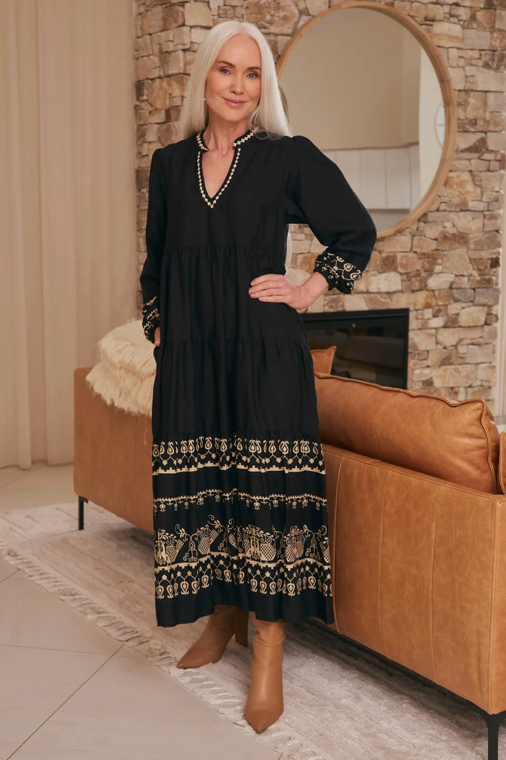 This dress is designed to be worn for a variety of occasions providing effortless style Island Trail Sabre V-Neck Dress in Baroque