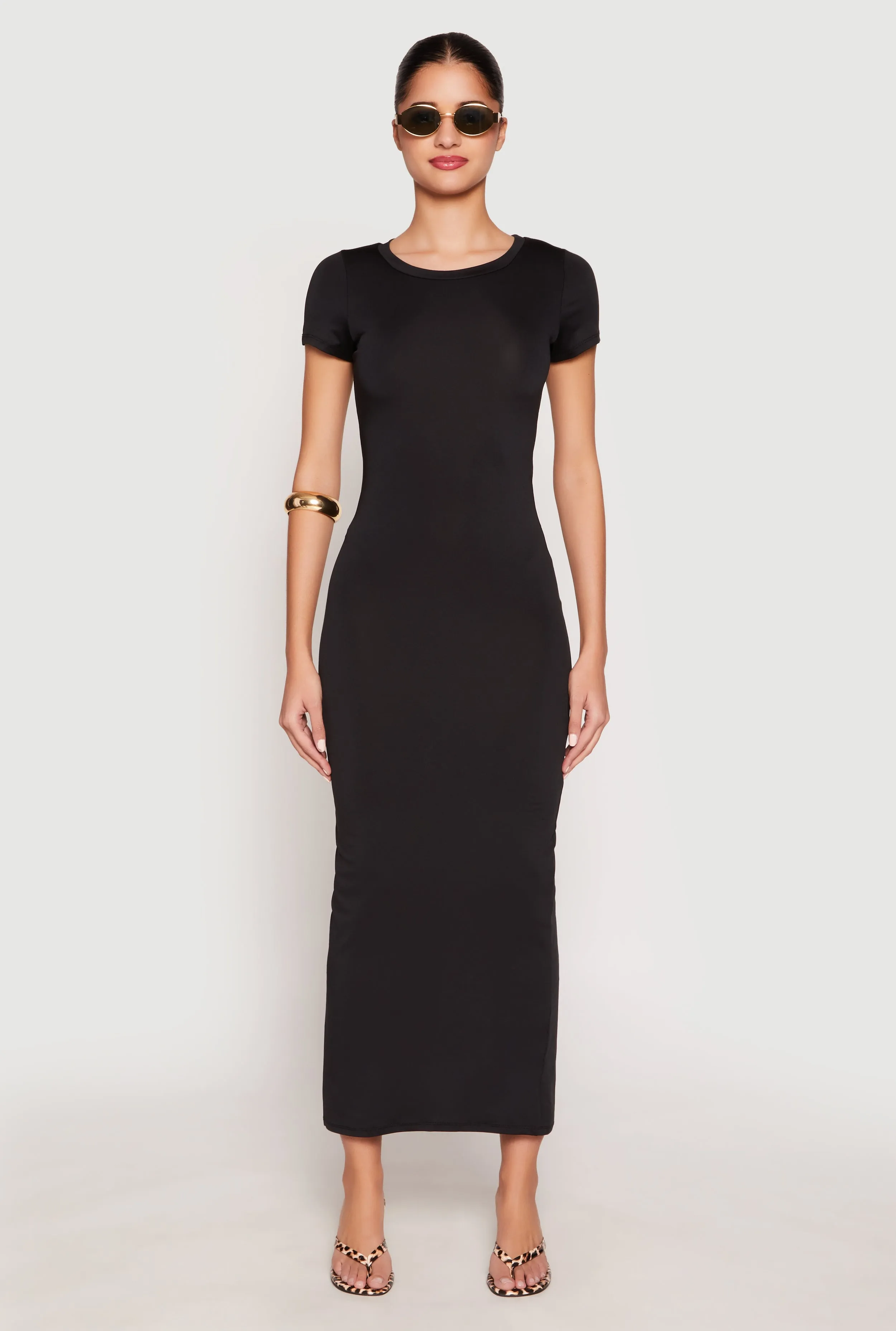 Short Sleeve Slit Back Maxi Dress Minimalist long piece Desert Path