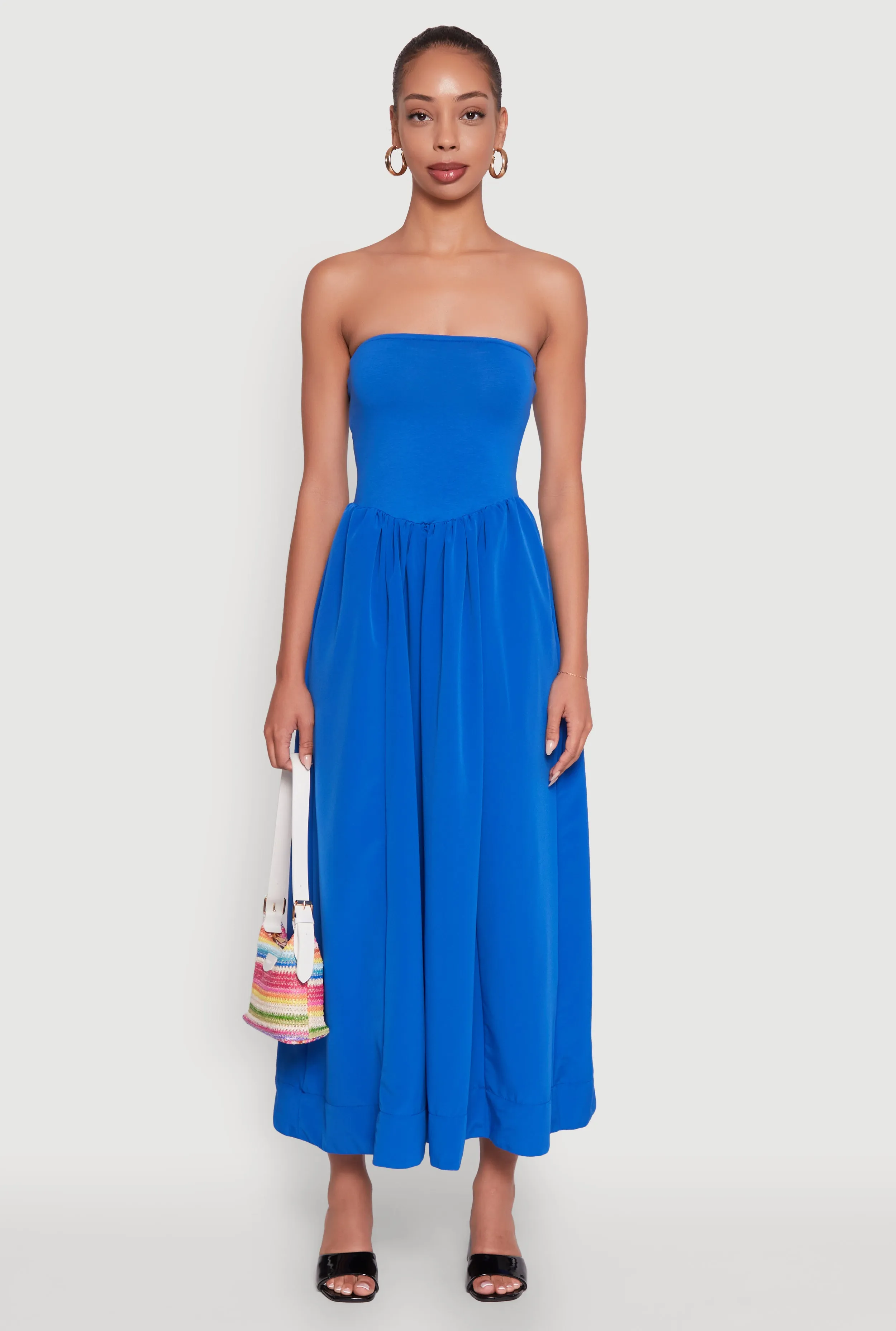 Easy-to-wear long dress Strapless A-Line Maxi Dress with Pockets