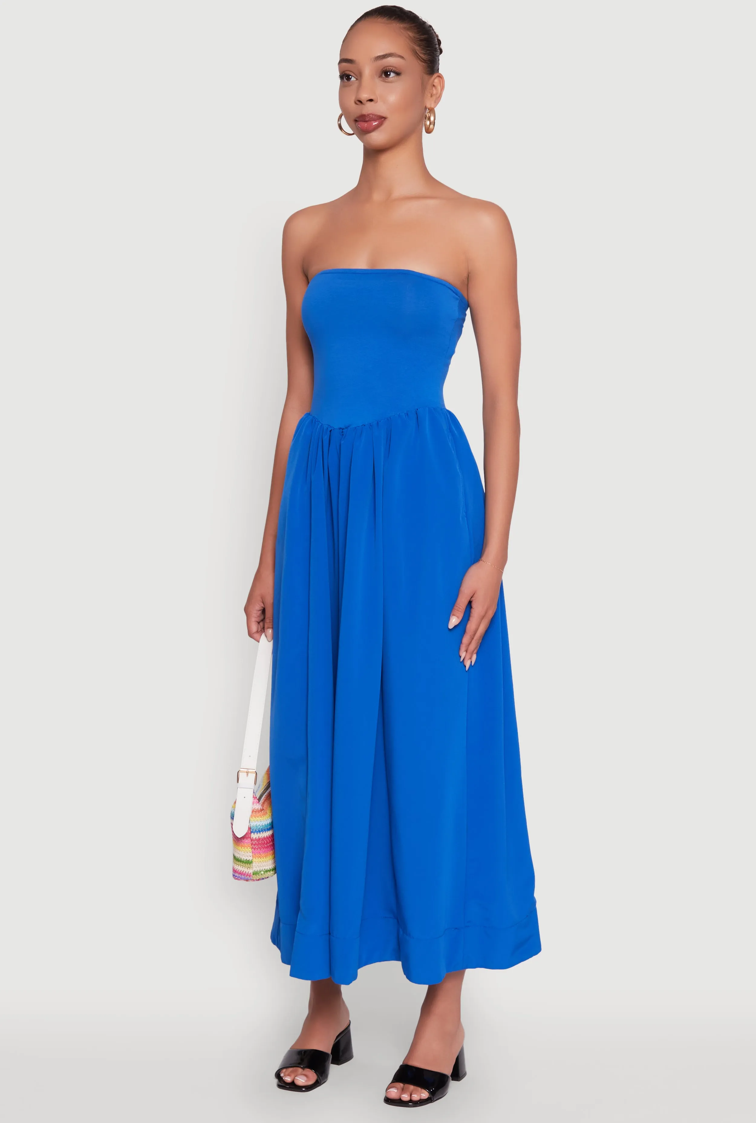 Grace Flow Strapless A-Line Maxi Dress with Pockets