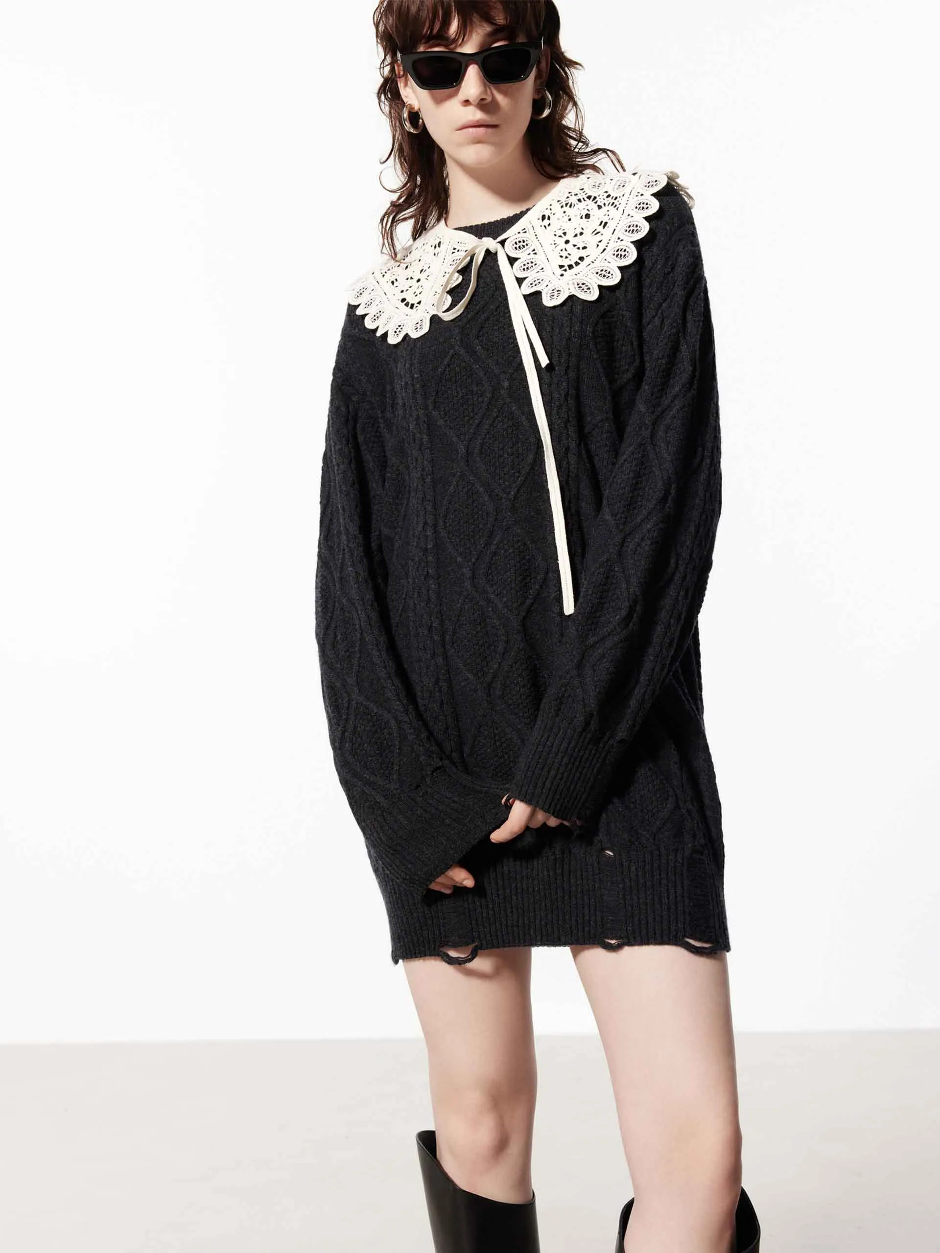 Destroyed Details Mini Dress Pop Look Casual Design