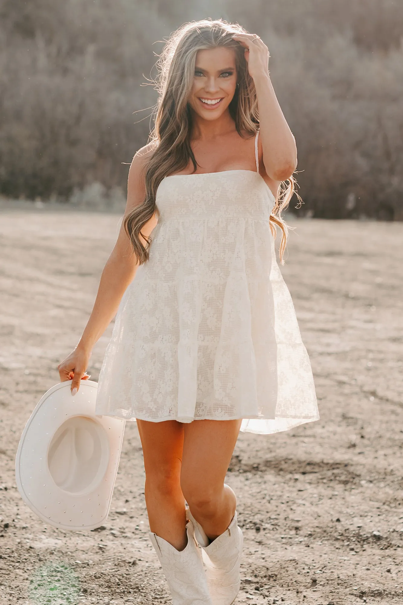 Glimmer Of Grace Floral Mini Dress (Ivory) Flash Beat Stretchable Fit