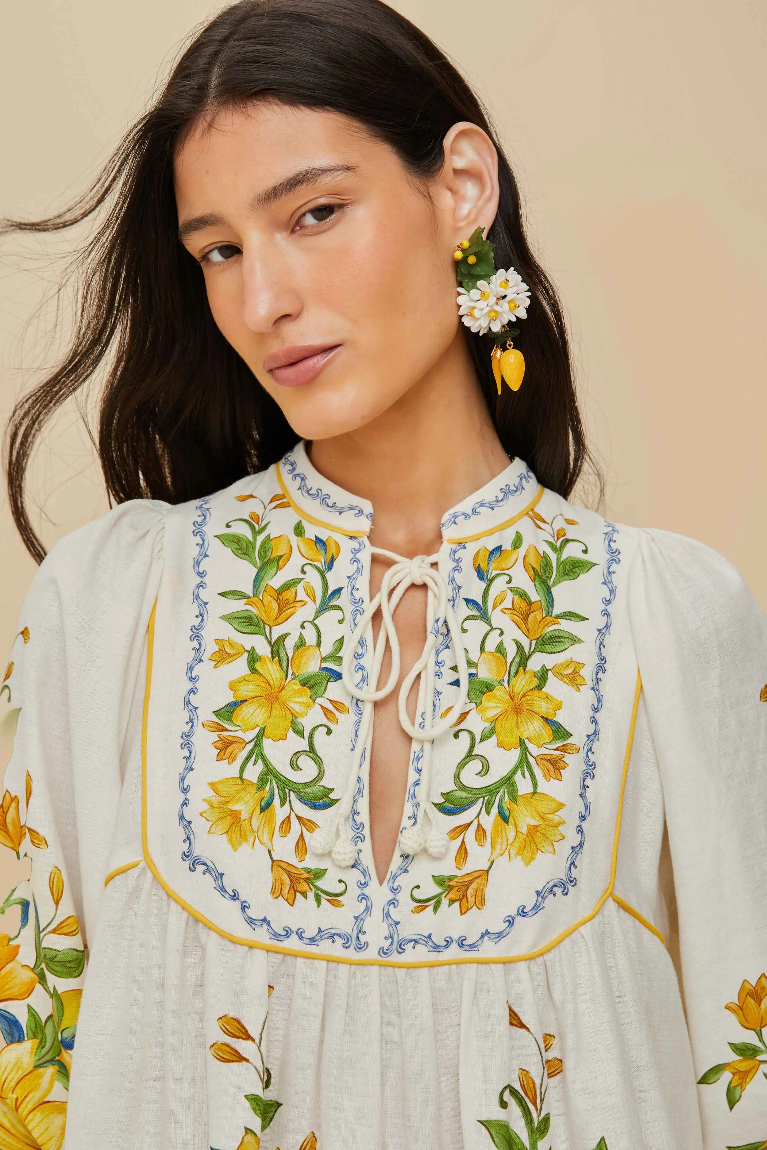 Off-White Sicily LENZING? ECOVERO? Euroflax? Mini Dress Soft touch finish Boho Style